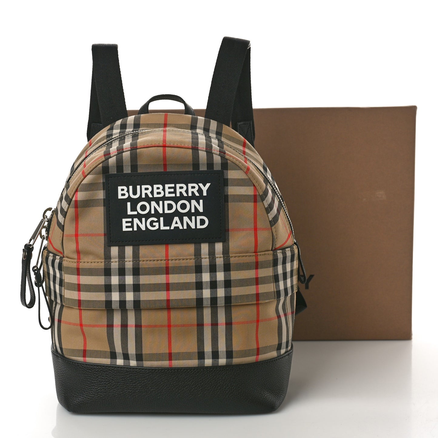 House Check Canvas Calfskin Small Nico Backpack Archive Beige
