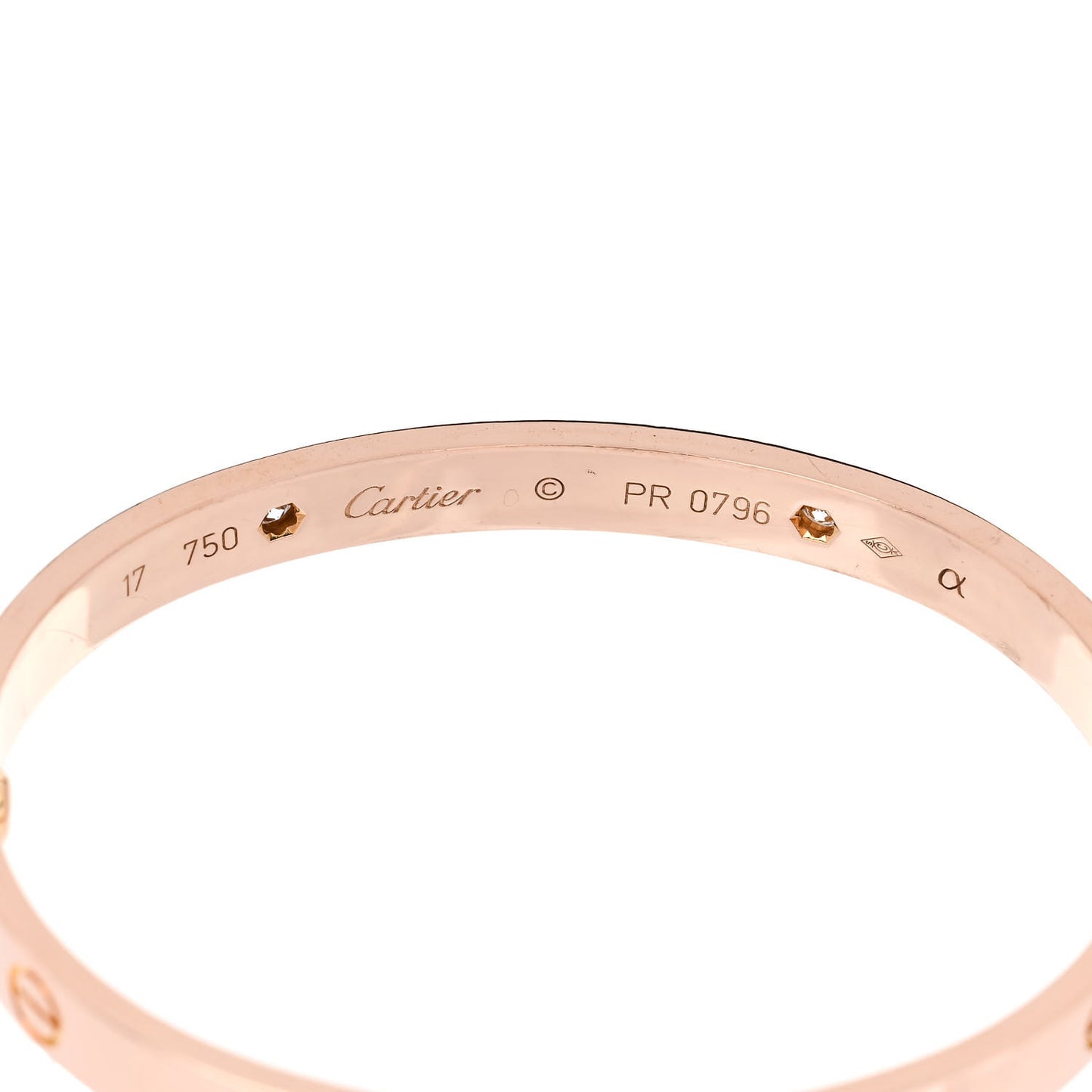 18K Pink Gold 4 Diamond LOVE Bracelet 17