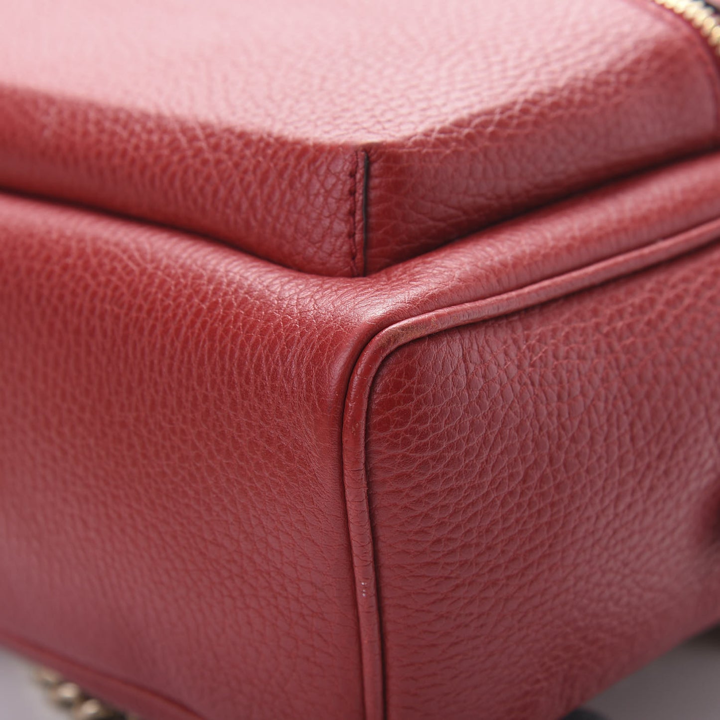 Pebbled Calfskin Soho Chain Backpack Hibiscus Red