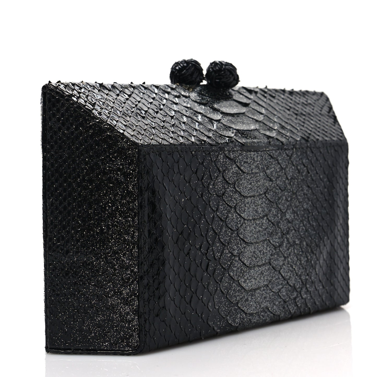 Snakeskin Box Clutch Black