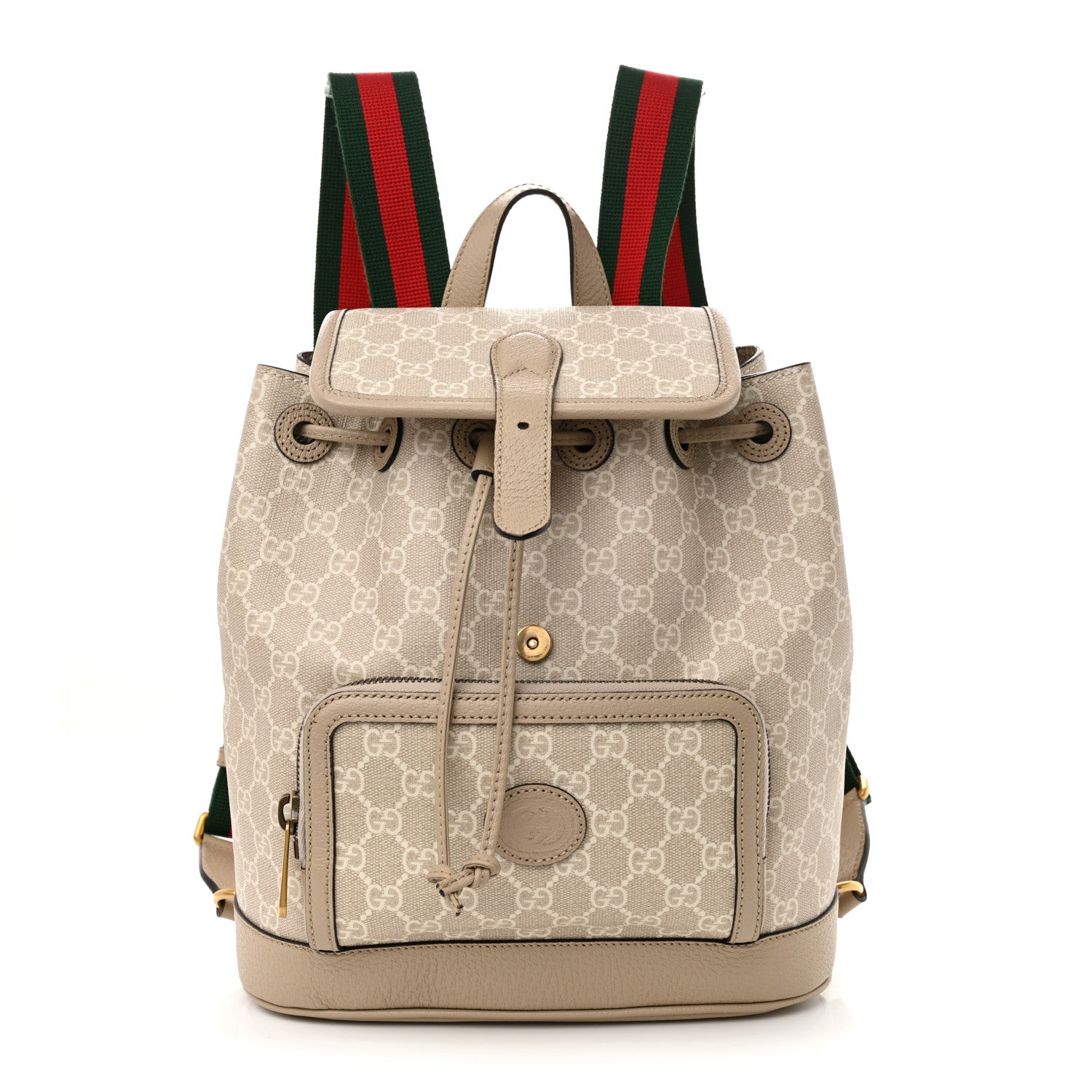 Gucci GG Supreme Monogram Azalea Calfskin Retro Interlocking G Buckle Backpack Beige Mystic White 1 of 13