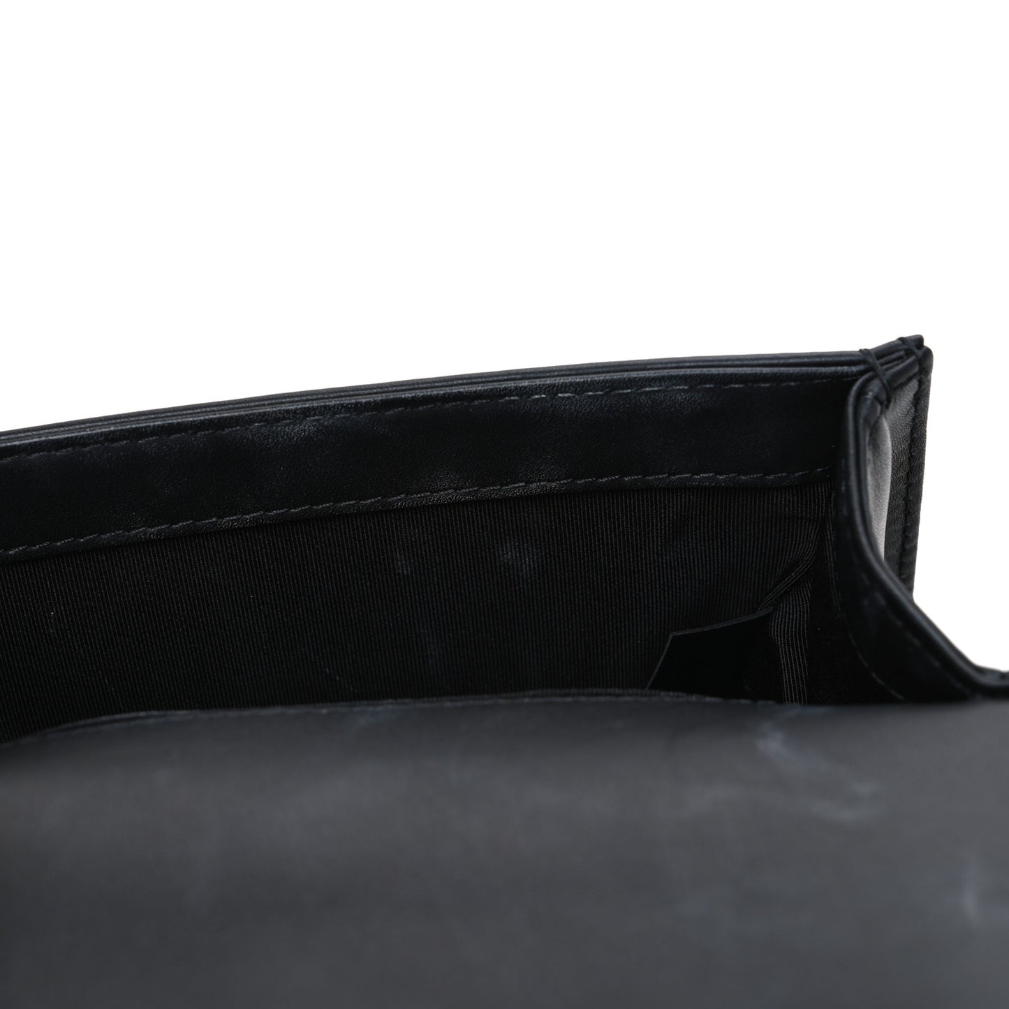Lambskin Quilted Small Chain Around Boy Flap Black