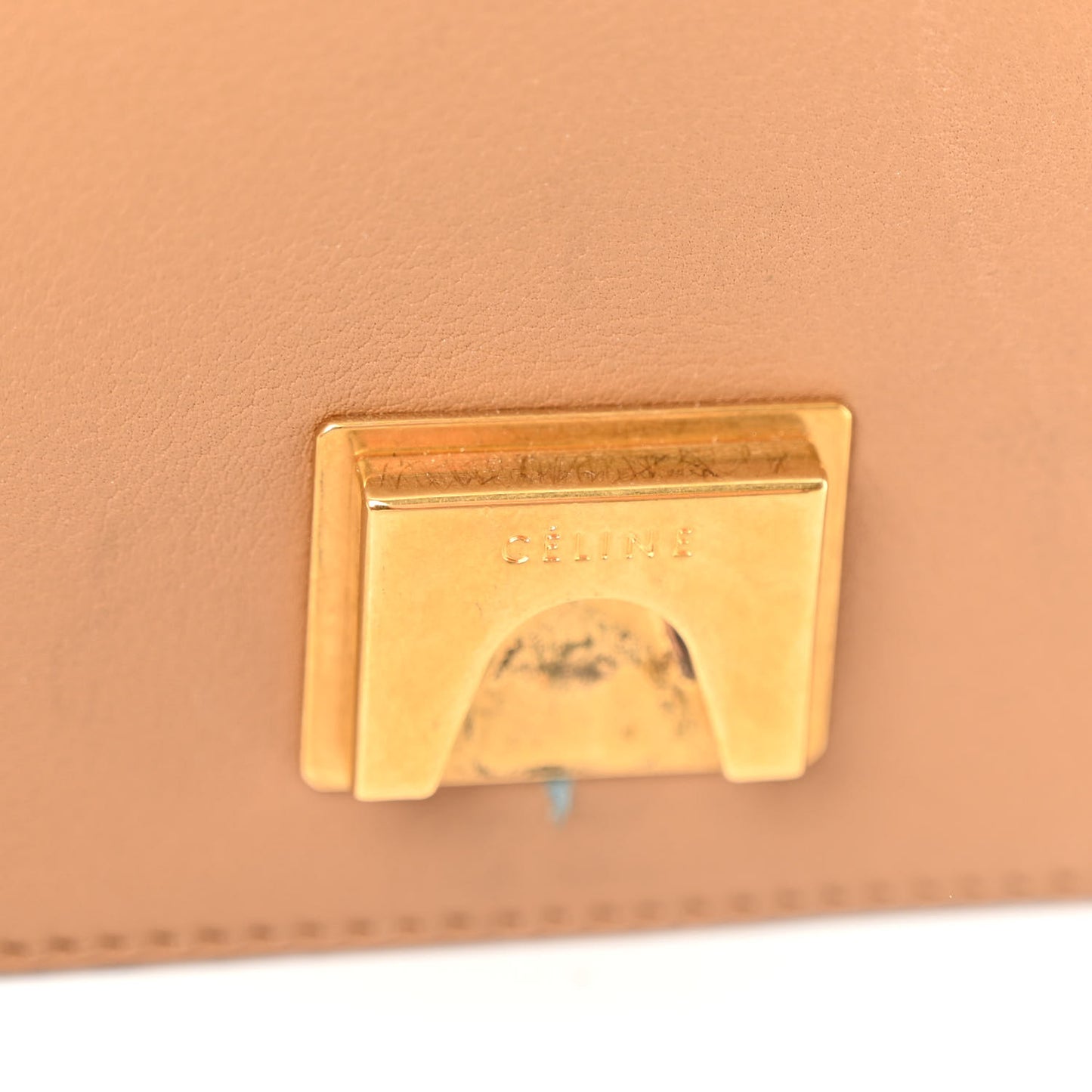 Shiny Smooth Calfskin Medium Frame Shoulder Bag Tan Optic White