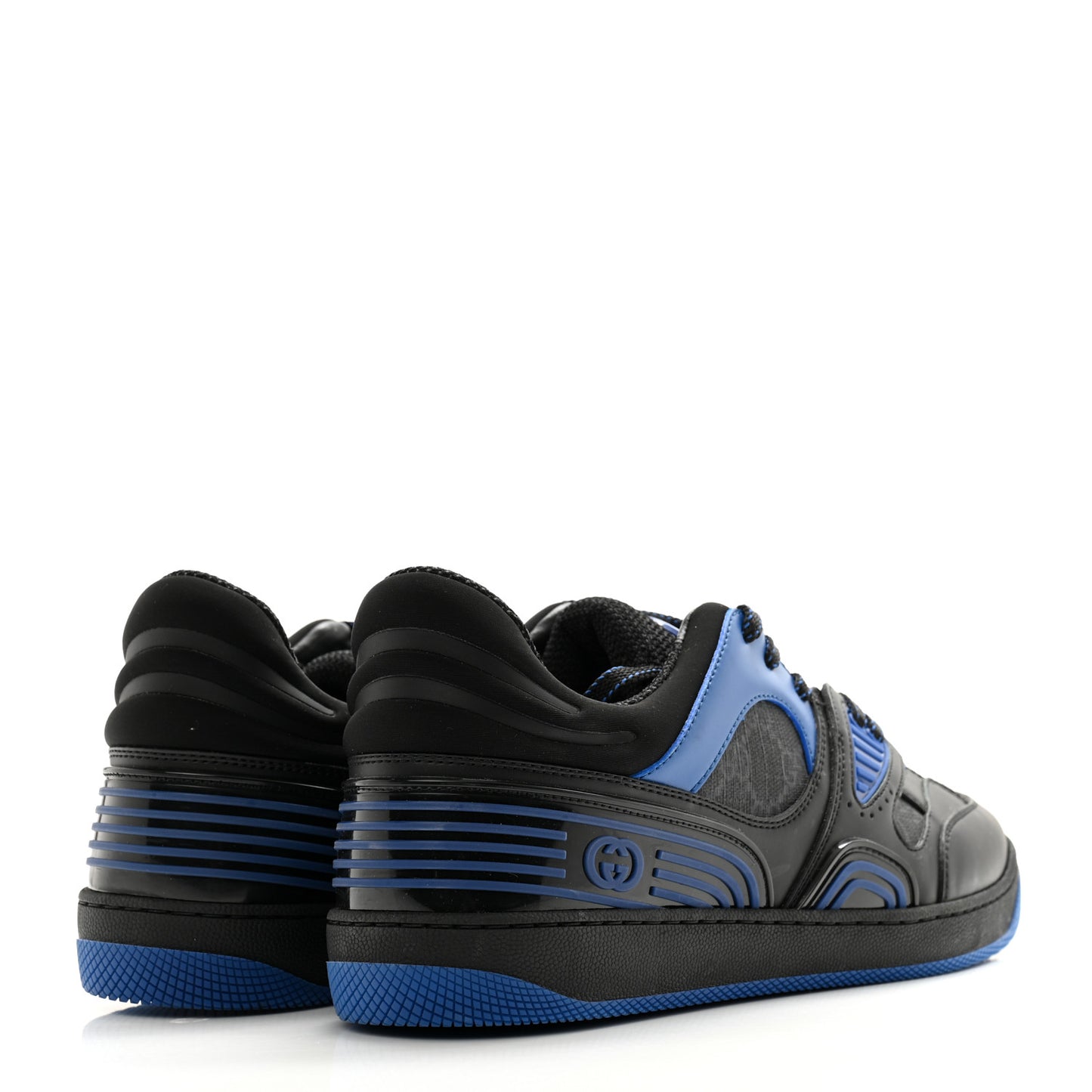 GG Supreme Monogram Demetra Mens Basket Low Top Sneakers 8 Blue Black