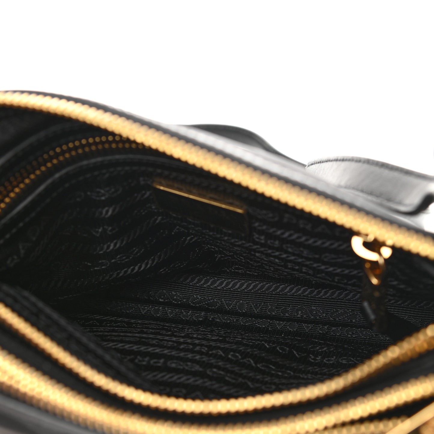 Tessuto Nylon Soft Calf Double Zip Crossbody Bag Black