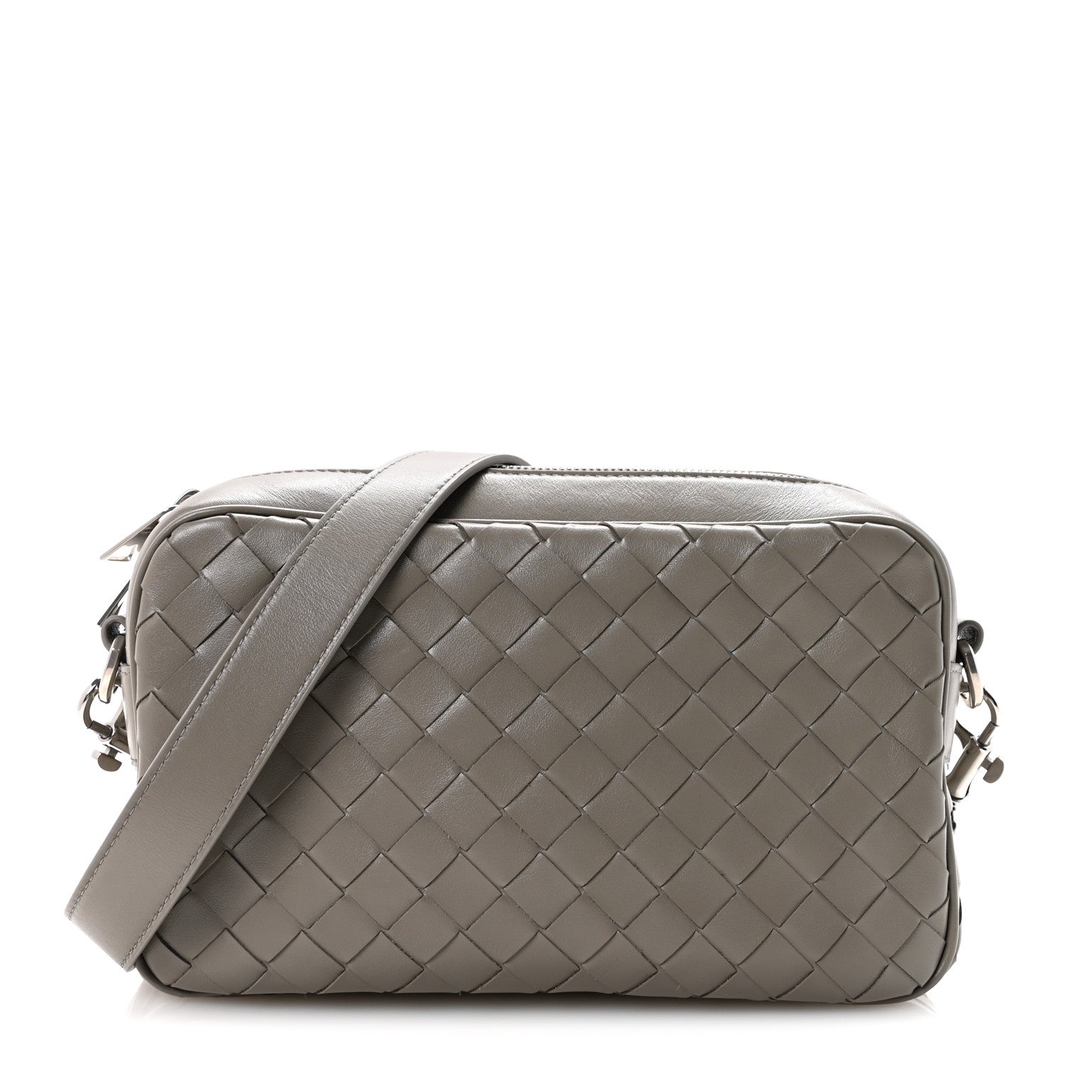 Bottega Veneta Calfskin Intrecciato Camera Bag Drizzle Silver
