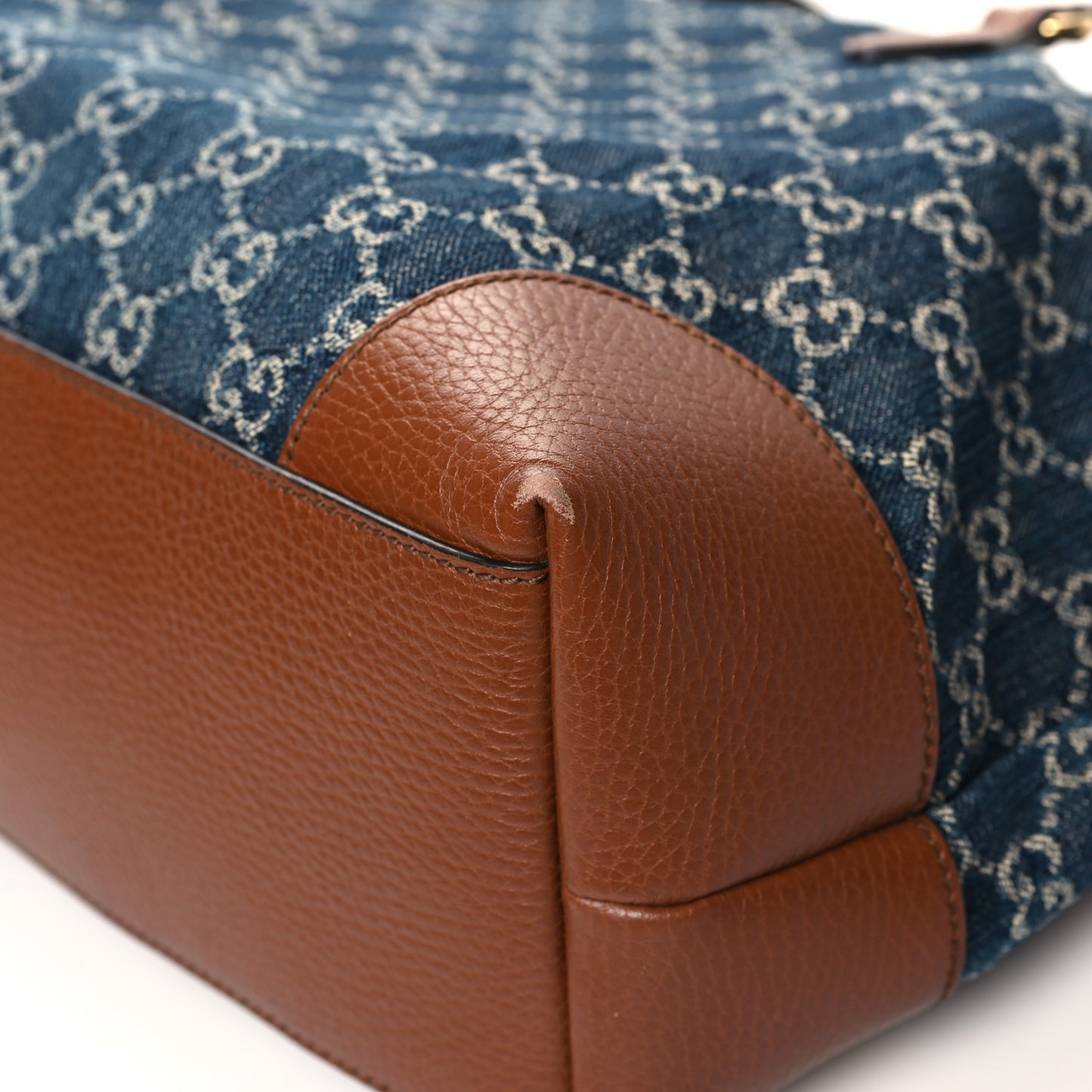 New Denim GG Monogram Medium Ophidia Shopping Tote Blue Tea Cuir