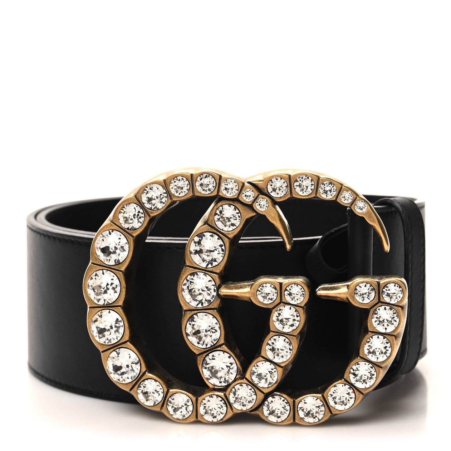 Calfskin Crystal Double G 55mm Belt 75 30 Black