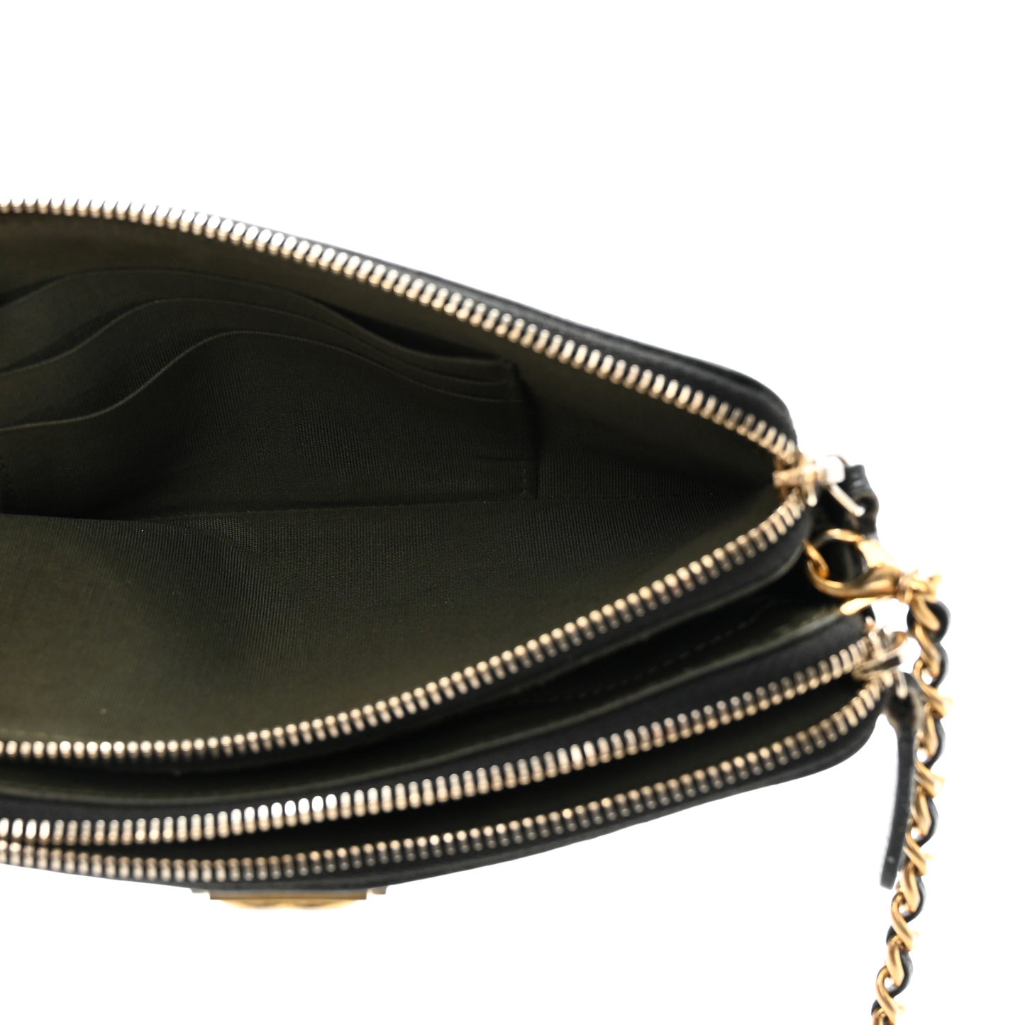 Caviar Quilted Small Boy Clutch With Chain Black