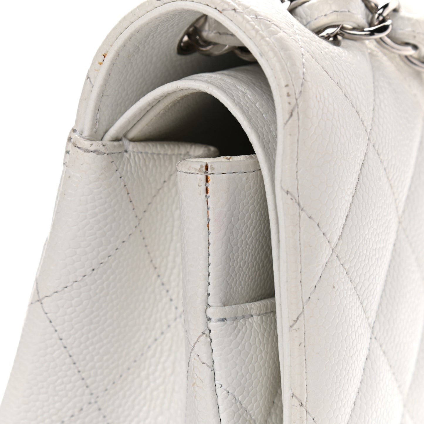 Caviar Quilted Jumbo Double Flap White