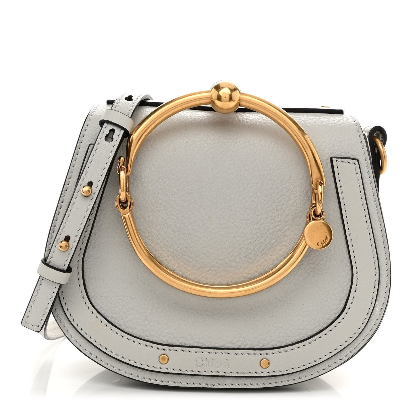 Calfskin Suede Small Nile Bracelet Bag Airy Grey