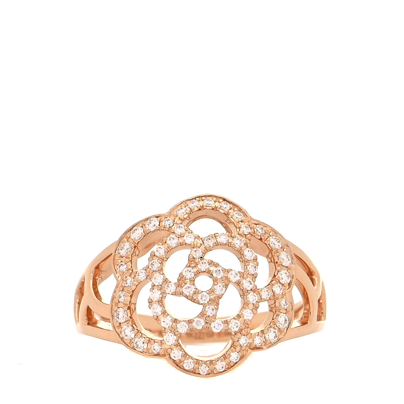 18K Rose Gold Diamond Camellia Ring 58 8.5