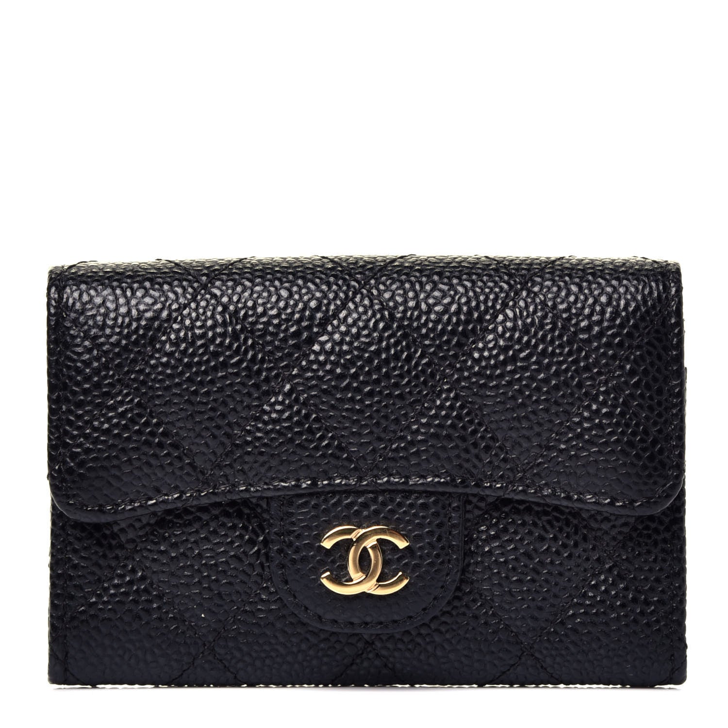 Chanel Caviar Quilted Flap Card Holder Wallet Black 1 of 8