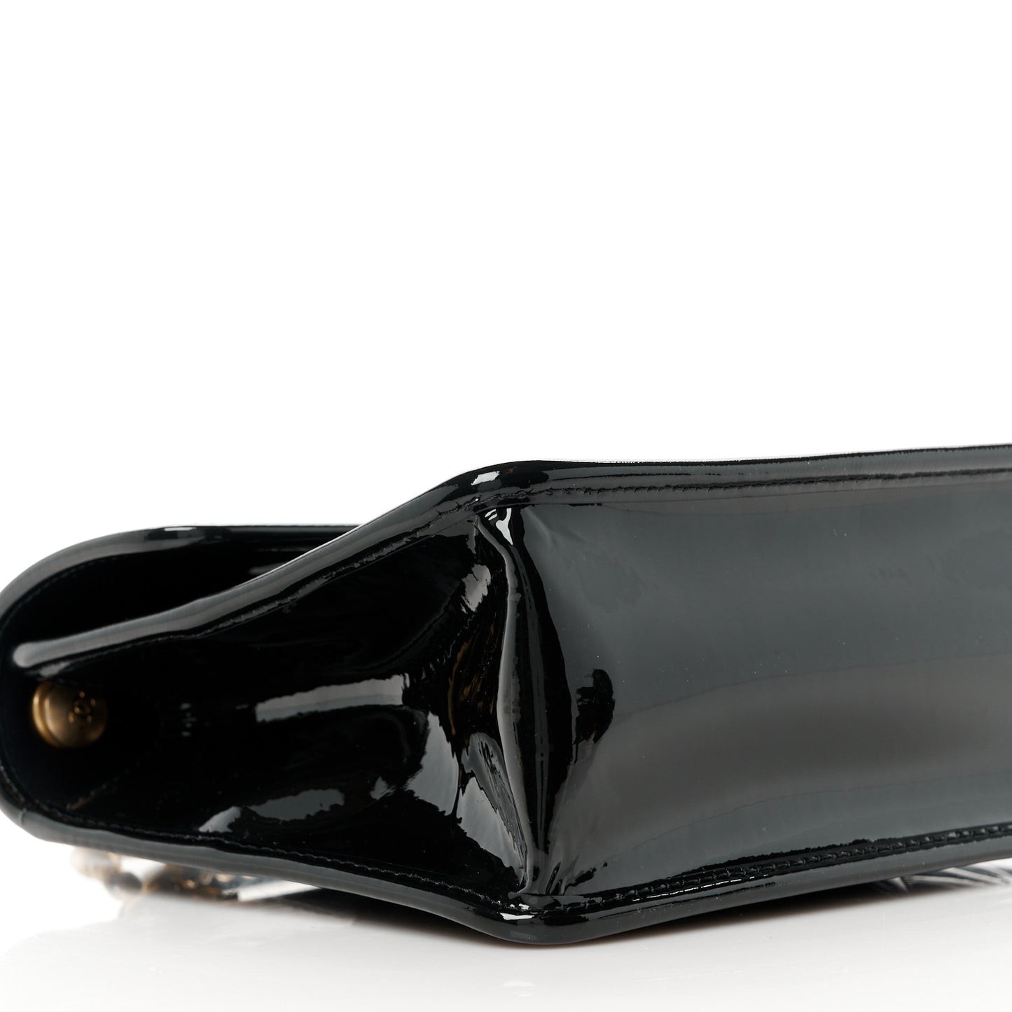 Patent Quilted Mini Graphic Catch Flap Black