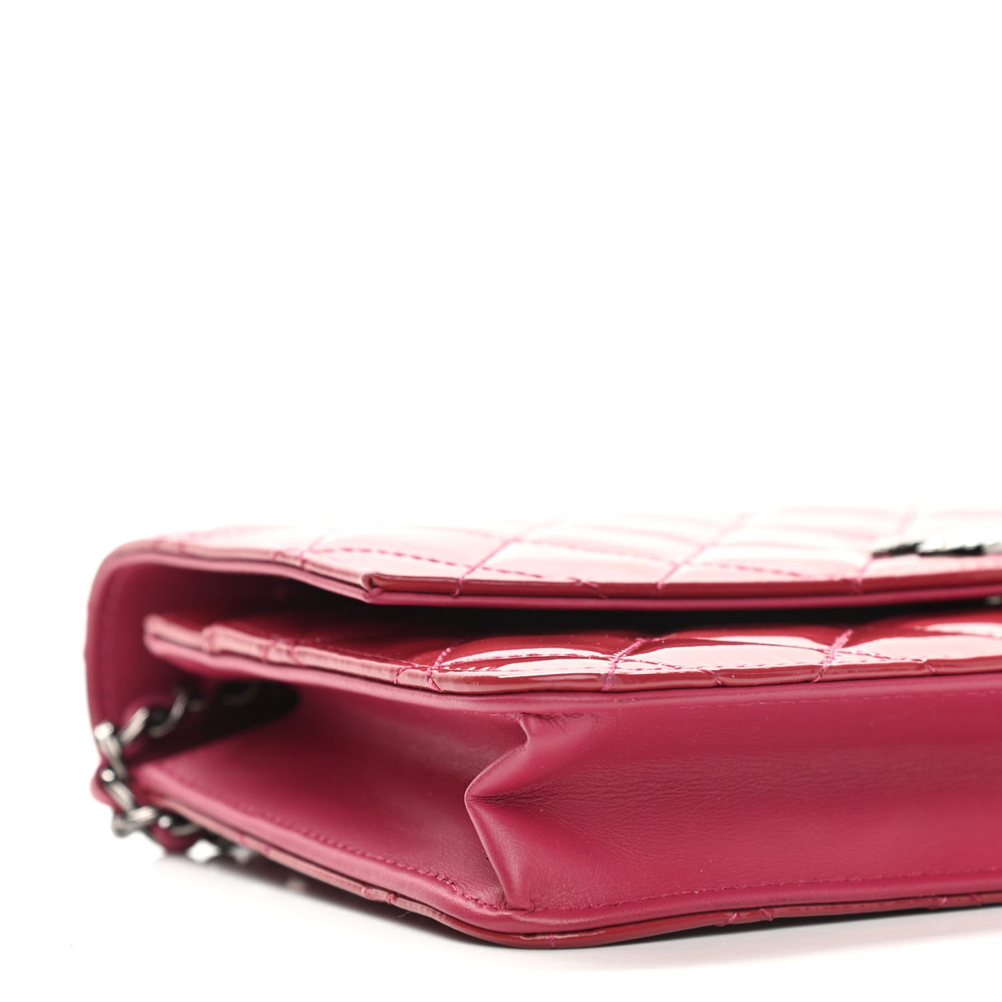 Patent Quilted Brilliant Wallet On Chain WOC Dark Pink