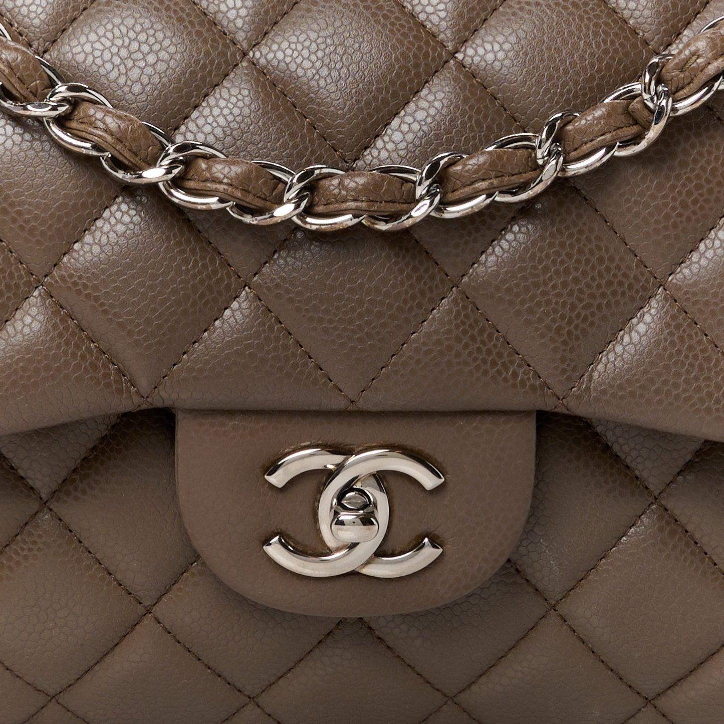 Caviar Quilted Jumbo Double Flap Dark Grey