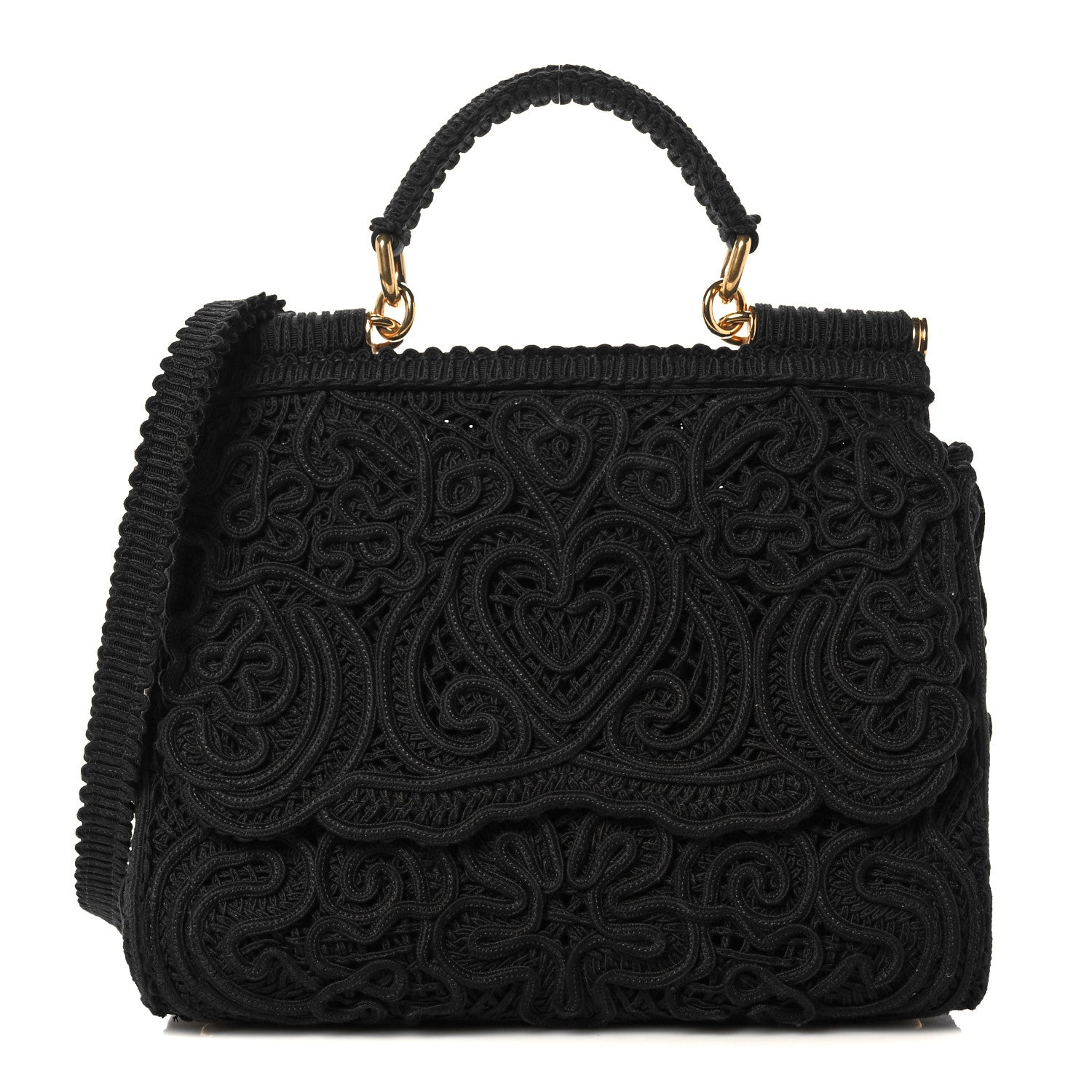 Dolce & Gabbana Cordonetto Lace Medium Miss Sicily Satchel Black