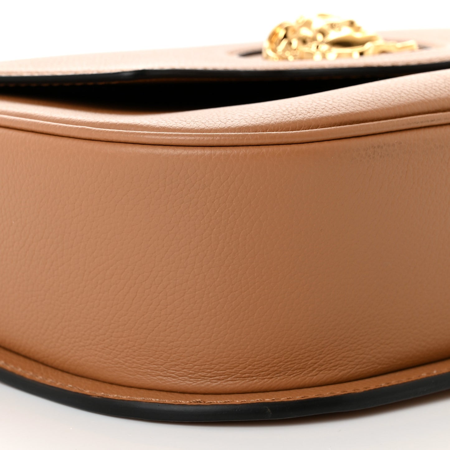 Grained Calfskin La Medusa Chain Clutch Bag Brown