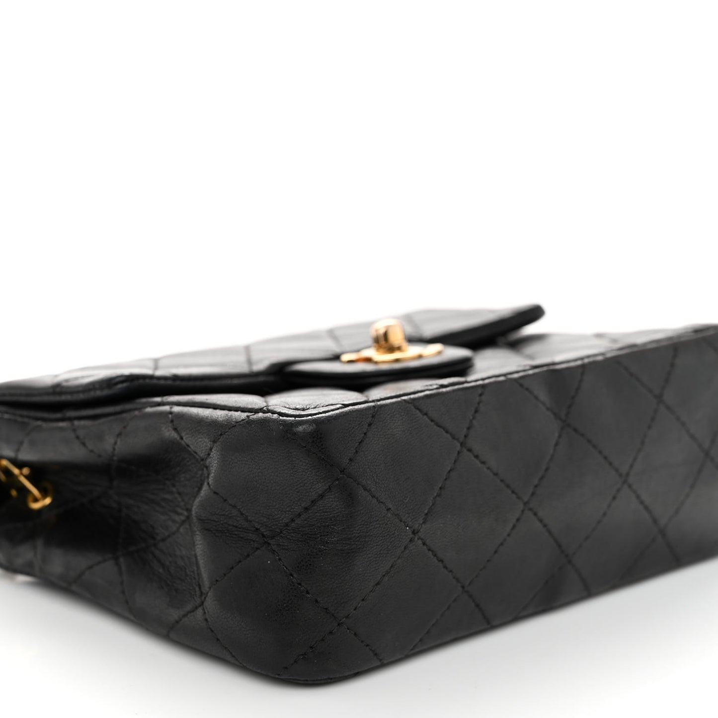 Lambskin Quilted Mini Square Flap Bag Black