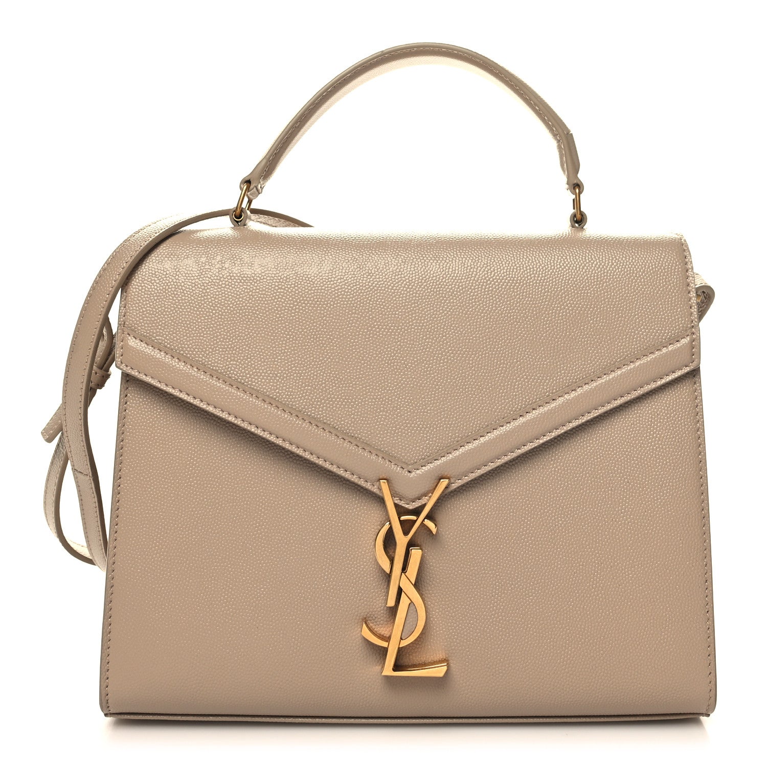 Saint Laurent Grain de Poudre Medium Classic Monogram Cassandra Top Handle Dark Beige 1 of 11