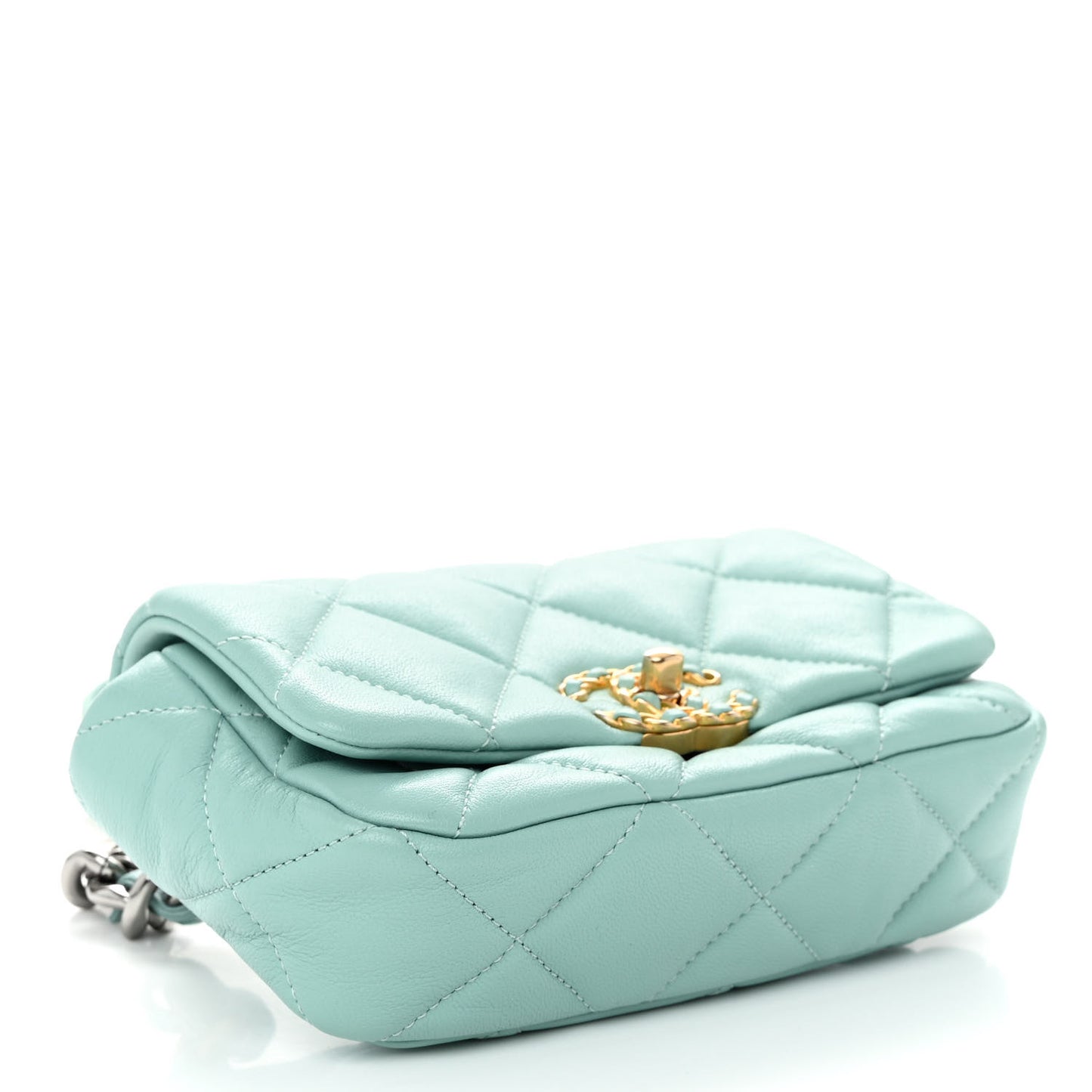 Lambskin Quilted Chanel 19 Waist Bag Light Blue