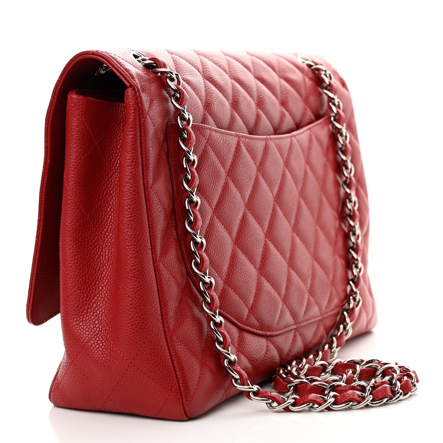 Caviar Quilted Maxi Single Flap Red
