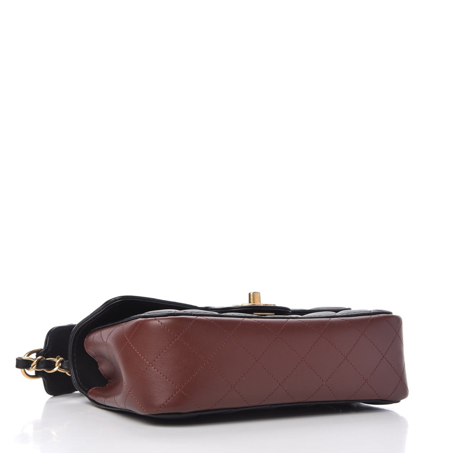 Calfskin Quilted Small Strap Into Flap Bag Black Brown