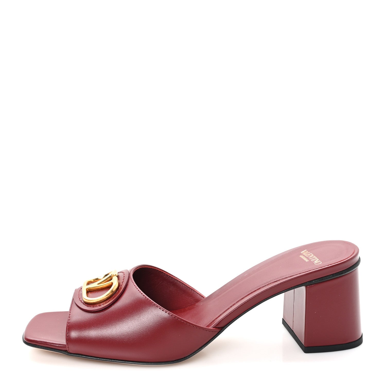 Valentino Garavani Calfskin VLogo 45mm Slide Sandals 38 Brick