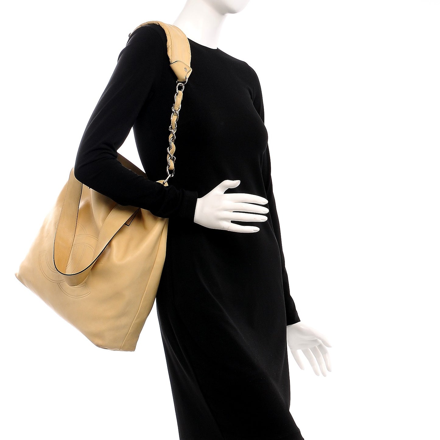 Lambskin Edgy Tote Beige