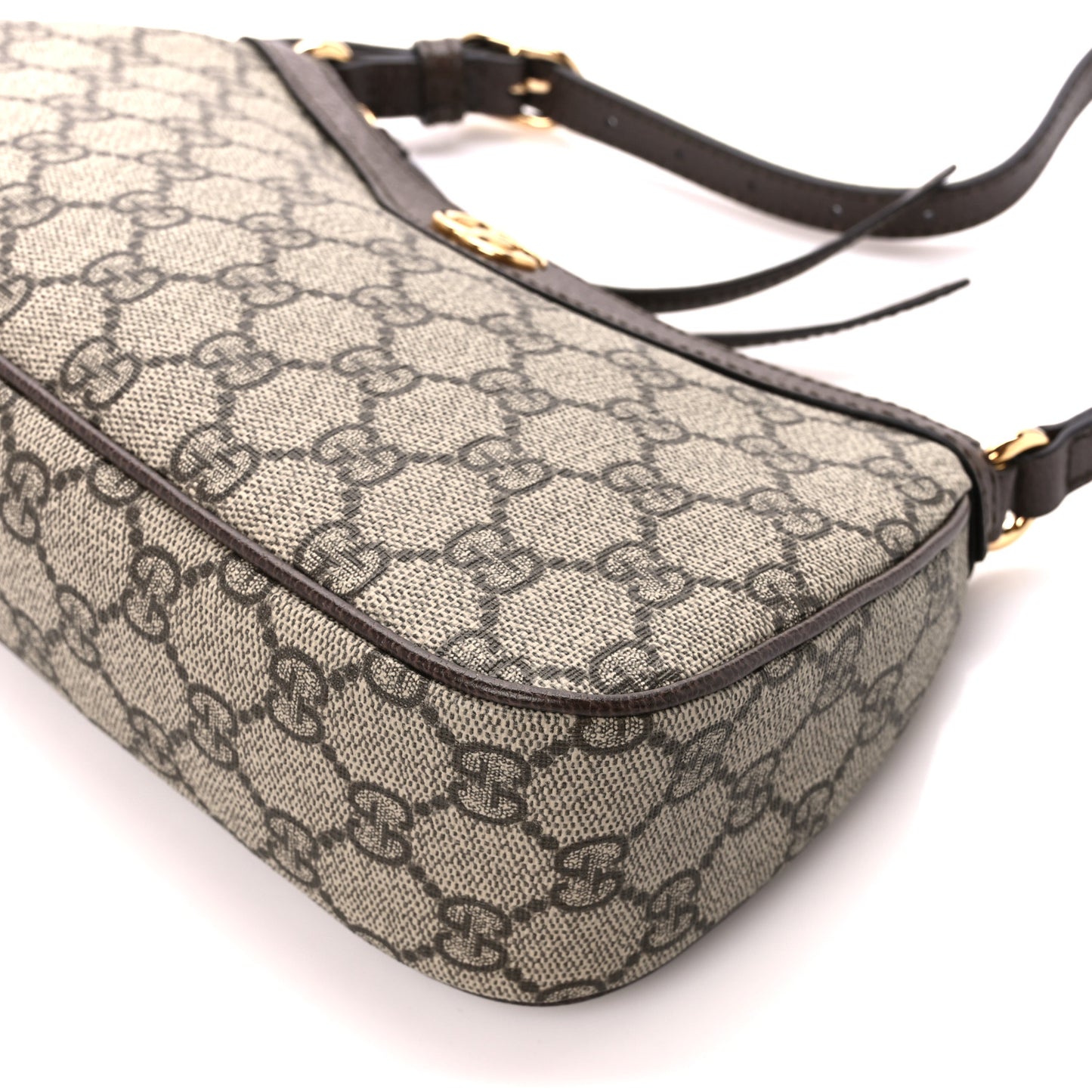 GG Supreme Monogram Textured Dollar Calfskin Small Ophidia Hobo Beige Ebony New Acero