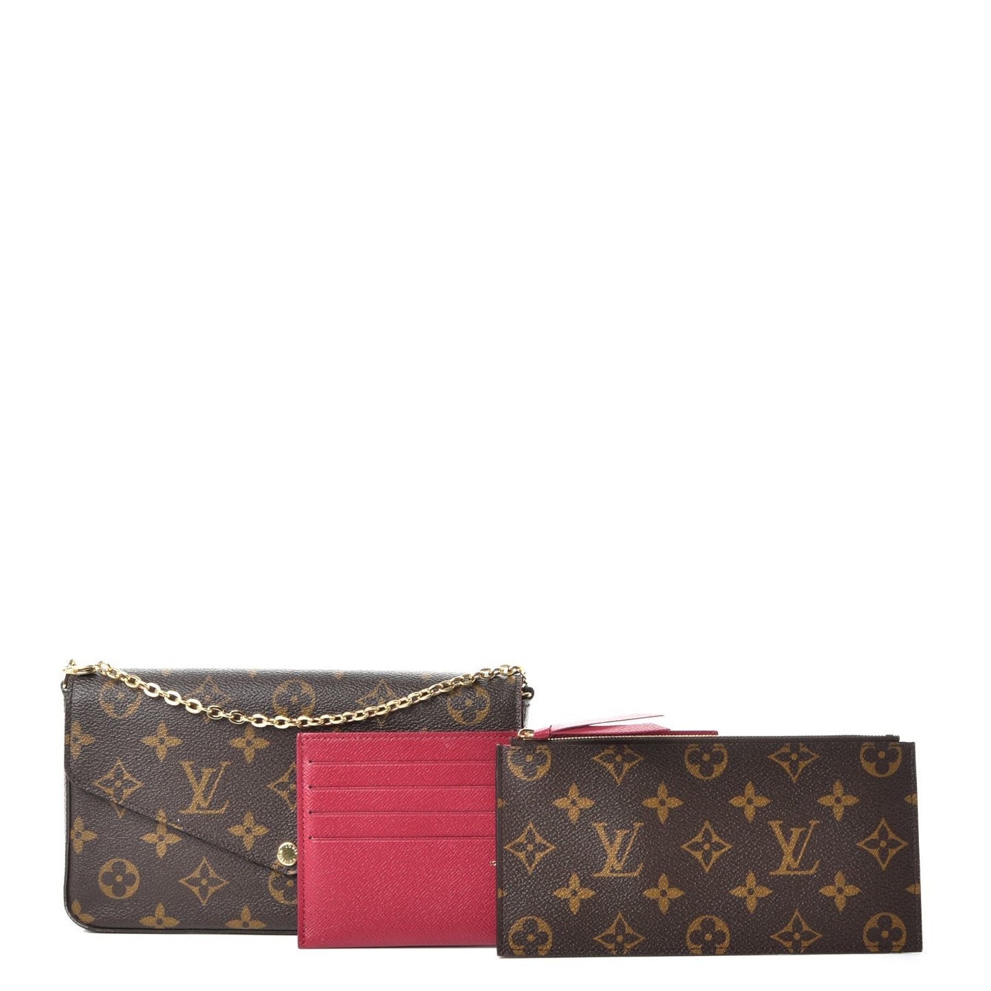 Monogram Pochette Felicie Chain Wallet Fuchsia