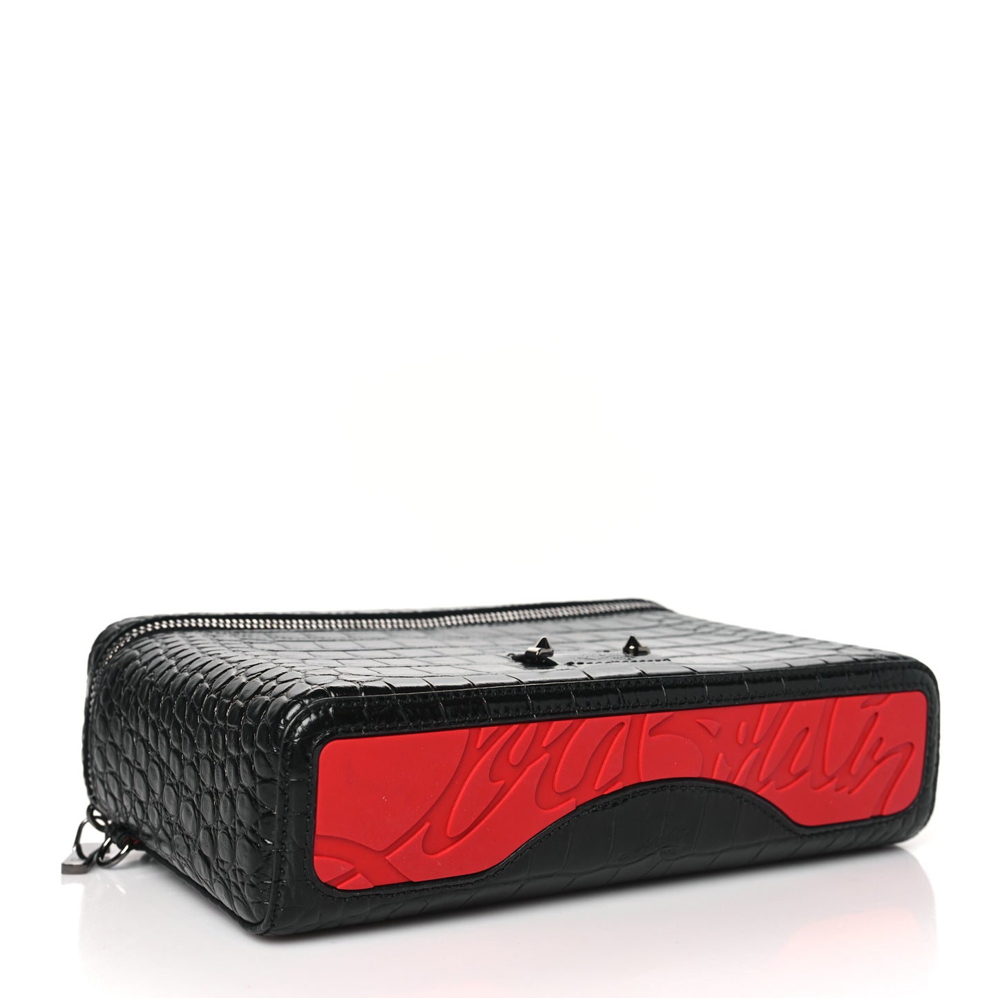 Crocodile Embossed Calfskin Kypipouch Travel Toiletry Case Black