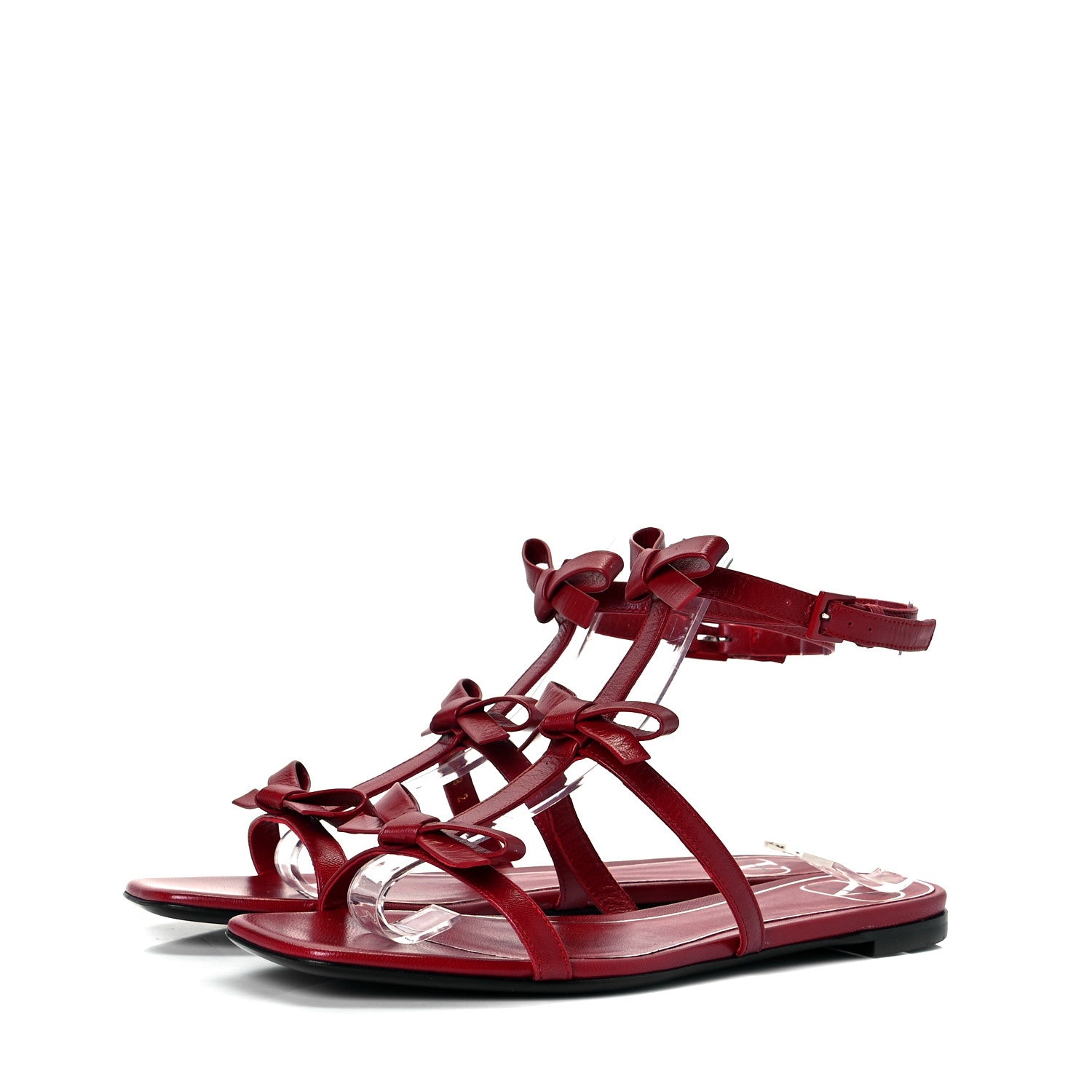 Valentino Garavani Nappa French Bow Sandals 36.5 Rosso Valentino 2 of 7