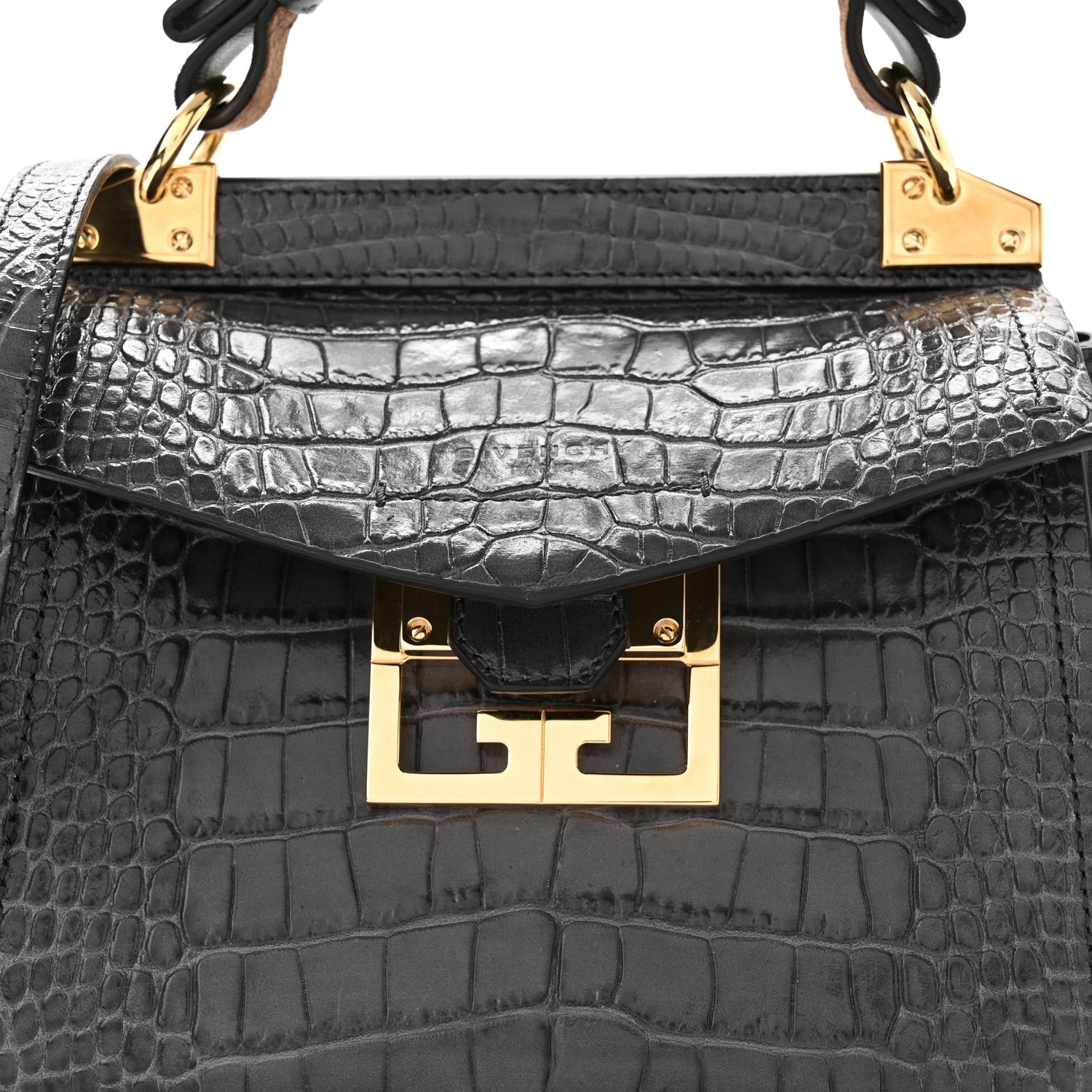 Givenchy Calfskin Crocodile Embossed Mini Mystic Shoulder Bag Storm Grey 7 of 9