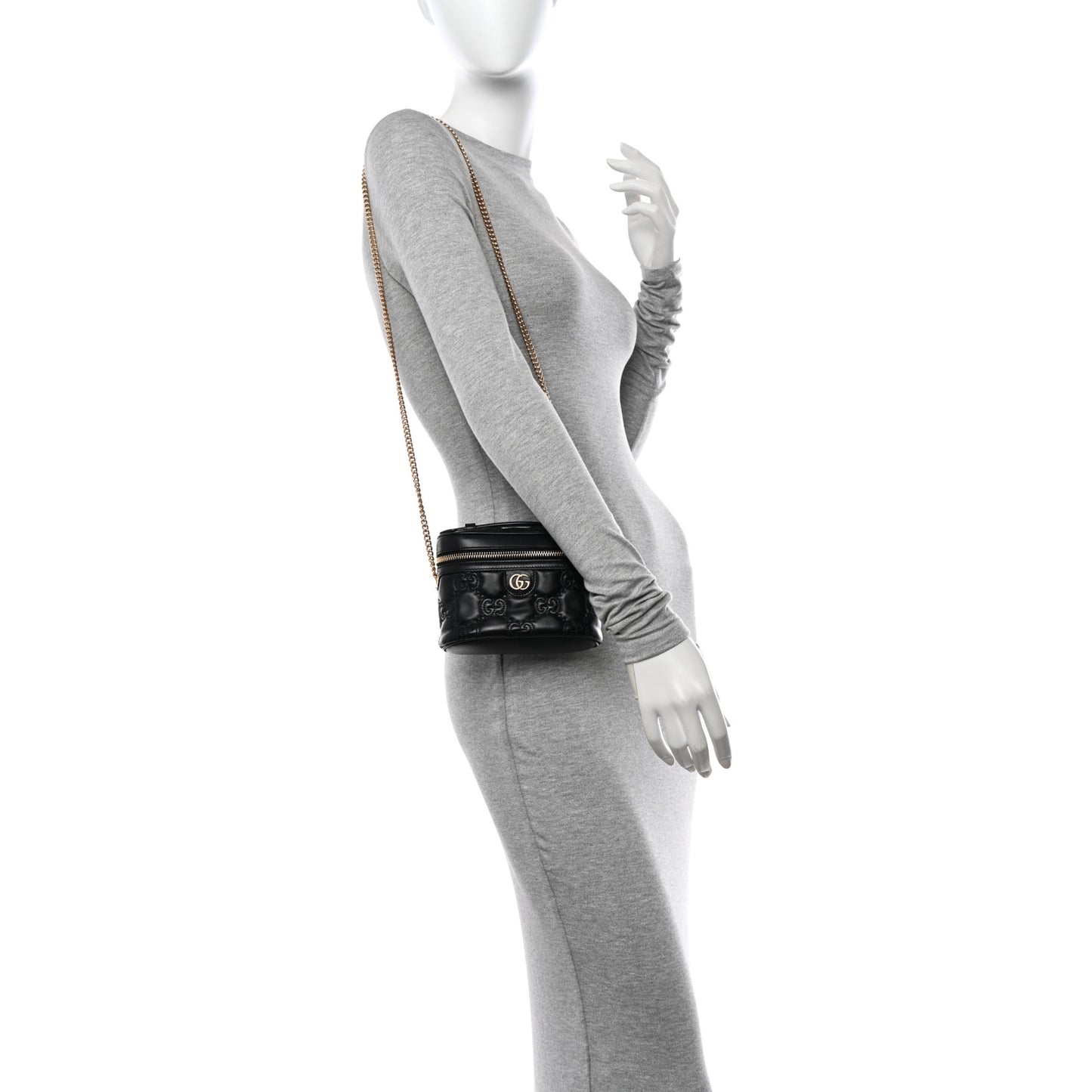 Calfskin GG Matelasse Mini Top Handle Bag Black