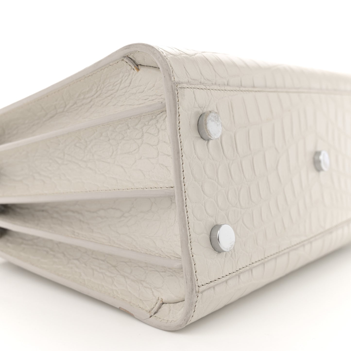 Calfskin Crocodile Embossed Baby Sac De Jour Gris Perle