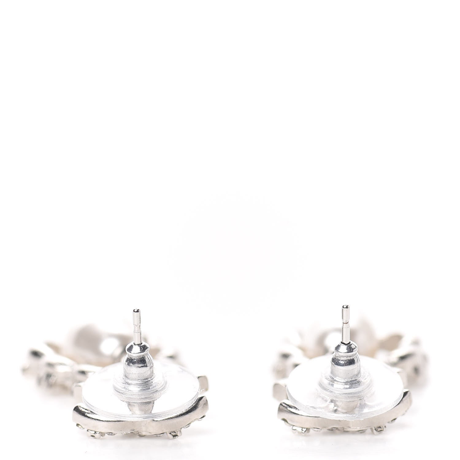 Chanel Crystal Pearl Imperial Bow Earrings Silver 3 of 5