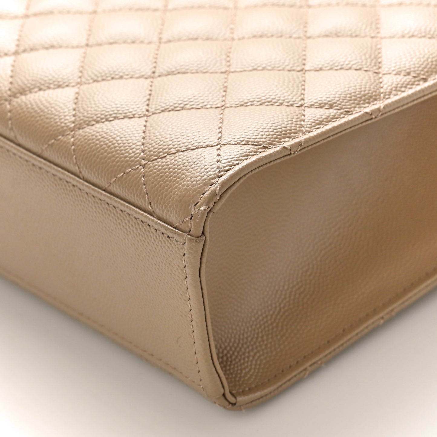 Grain De Poudre Textured Mixed Matelasse Triquilt Large Monogram Satchel Natural Tan