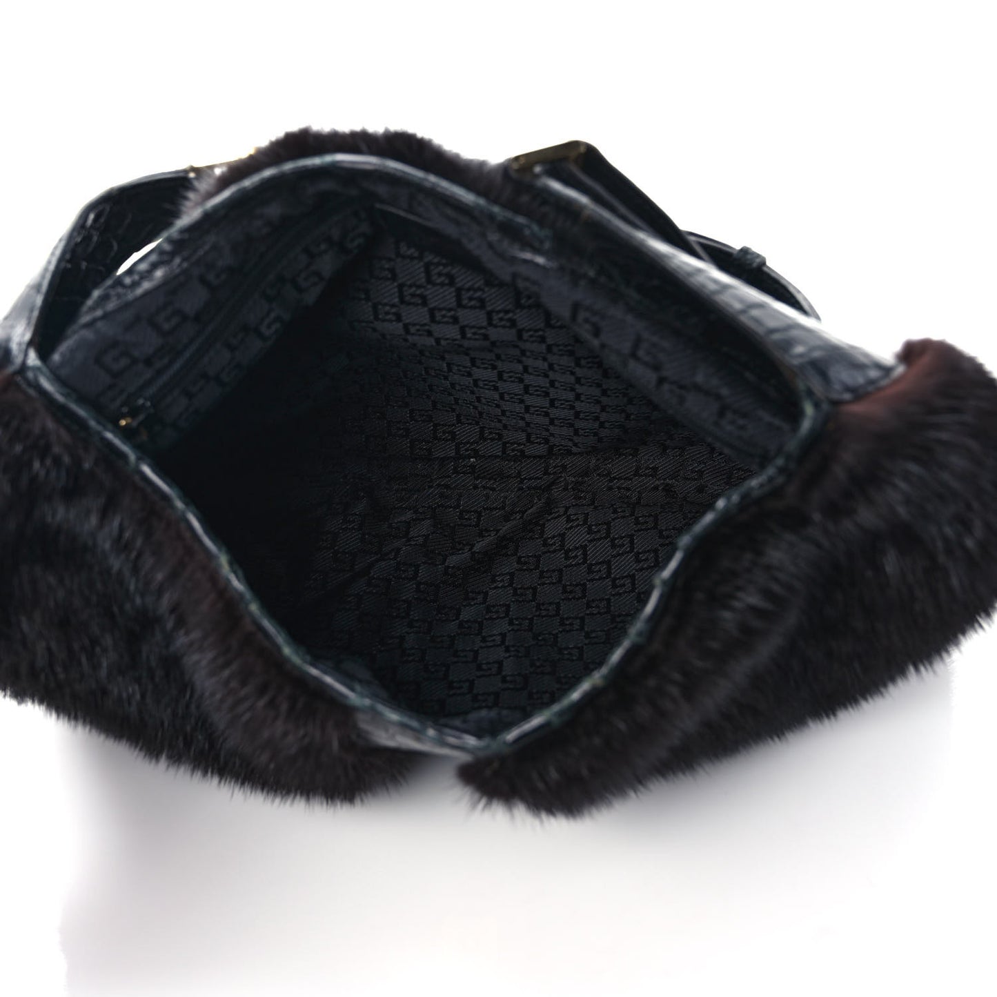 Mink Fur Crocodile Dionysus Hobo Black