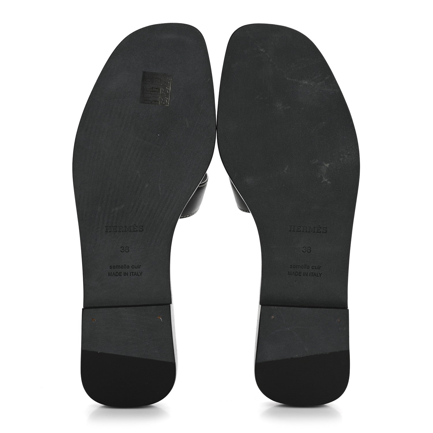 Hermes Box Calfskin Oran Sandals 38 Black 6 of 9