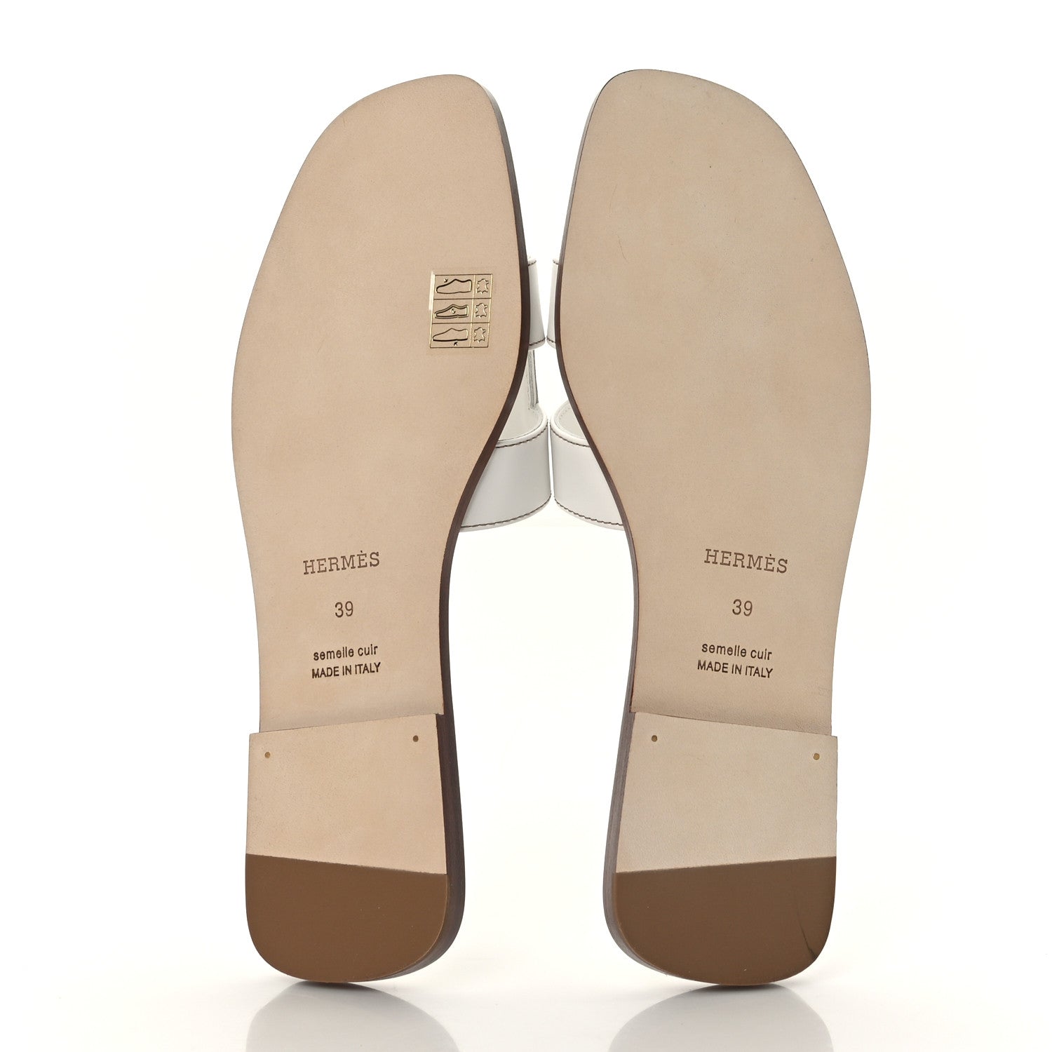 Hermes Box Calfskin Oran Sandals 39 White 5 of 8