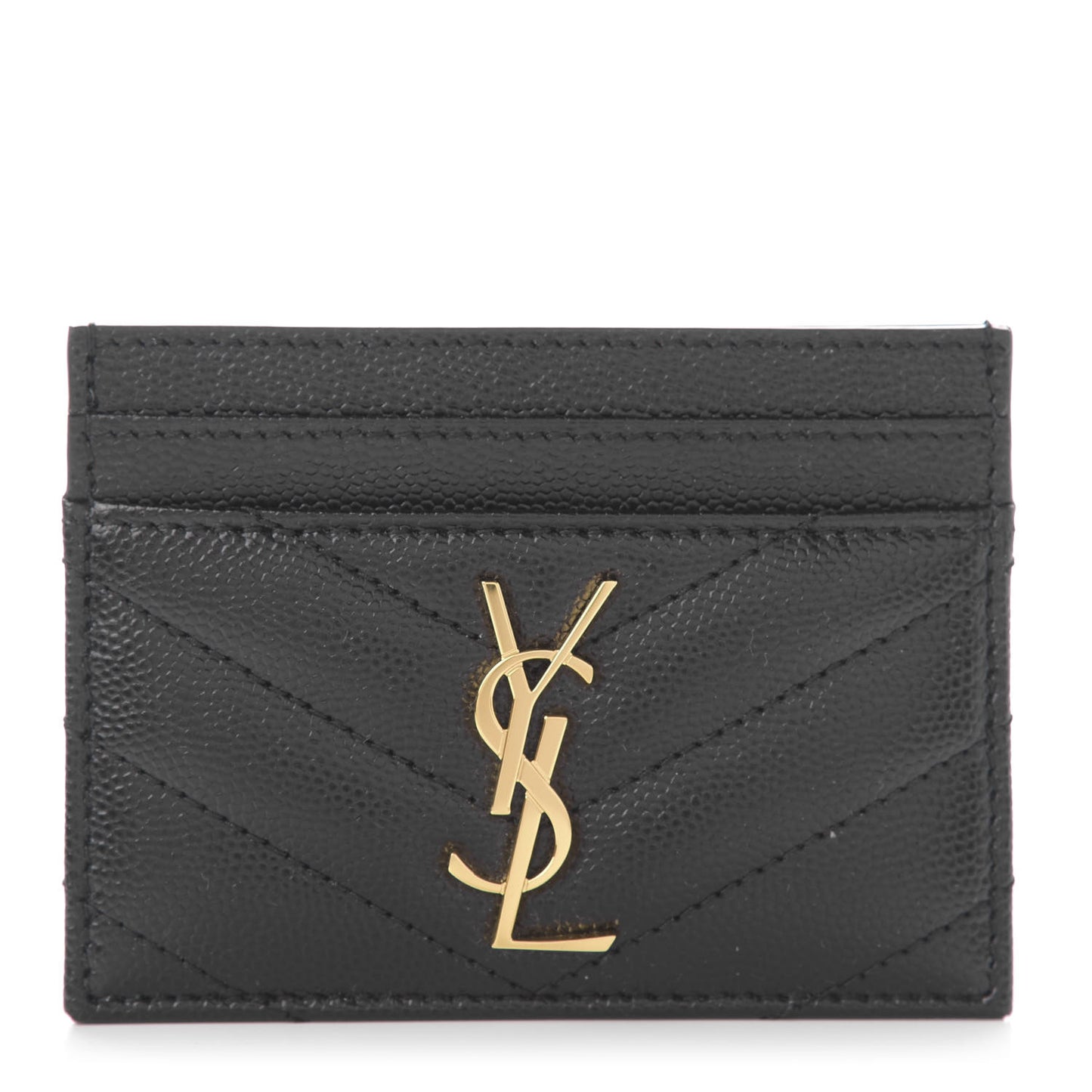 Grain De Poudre Matelasse Chevron Monogram Credit Card Case Black