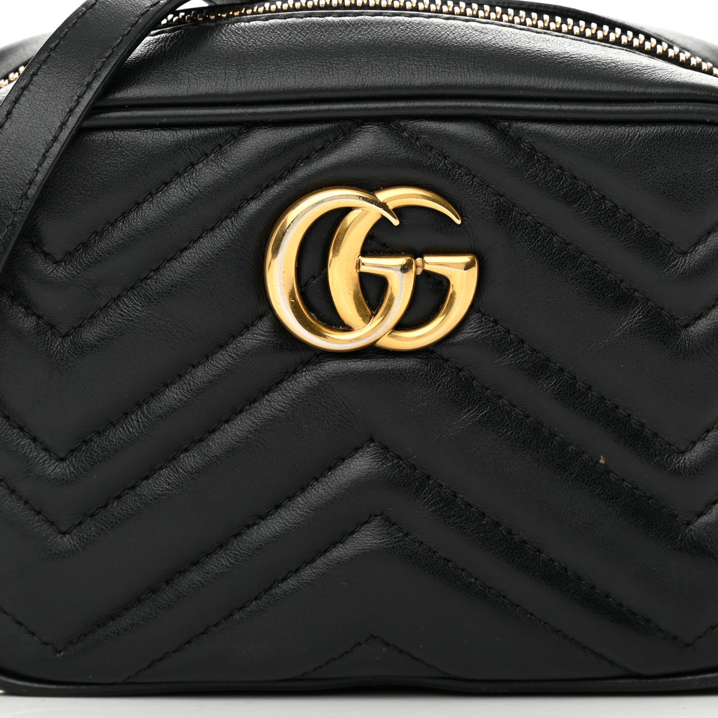 Calfskin Matelasse Mini GG Marmont Chain Shoulder Bag Black