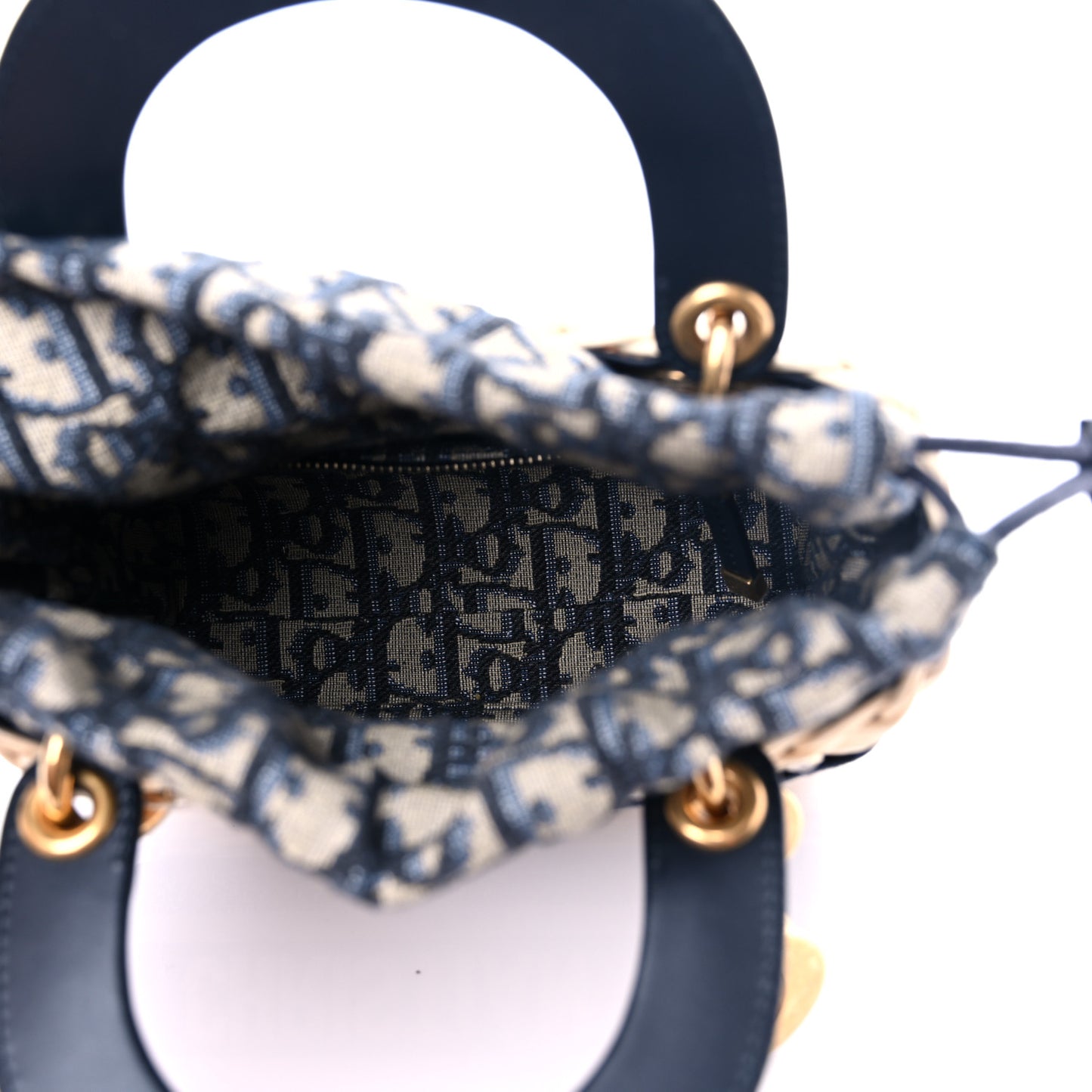 Wicker Oblique Mini Lady Dior Bag Blue