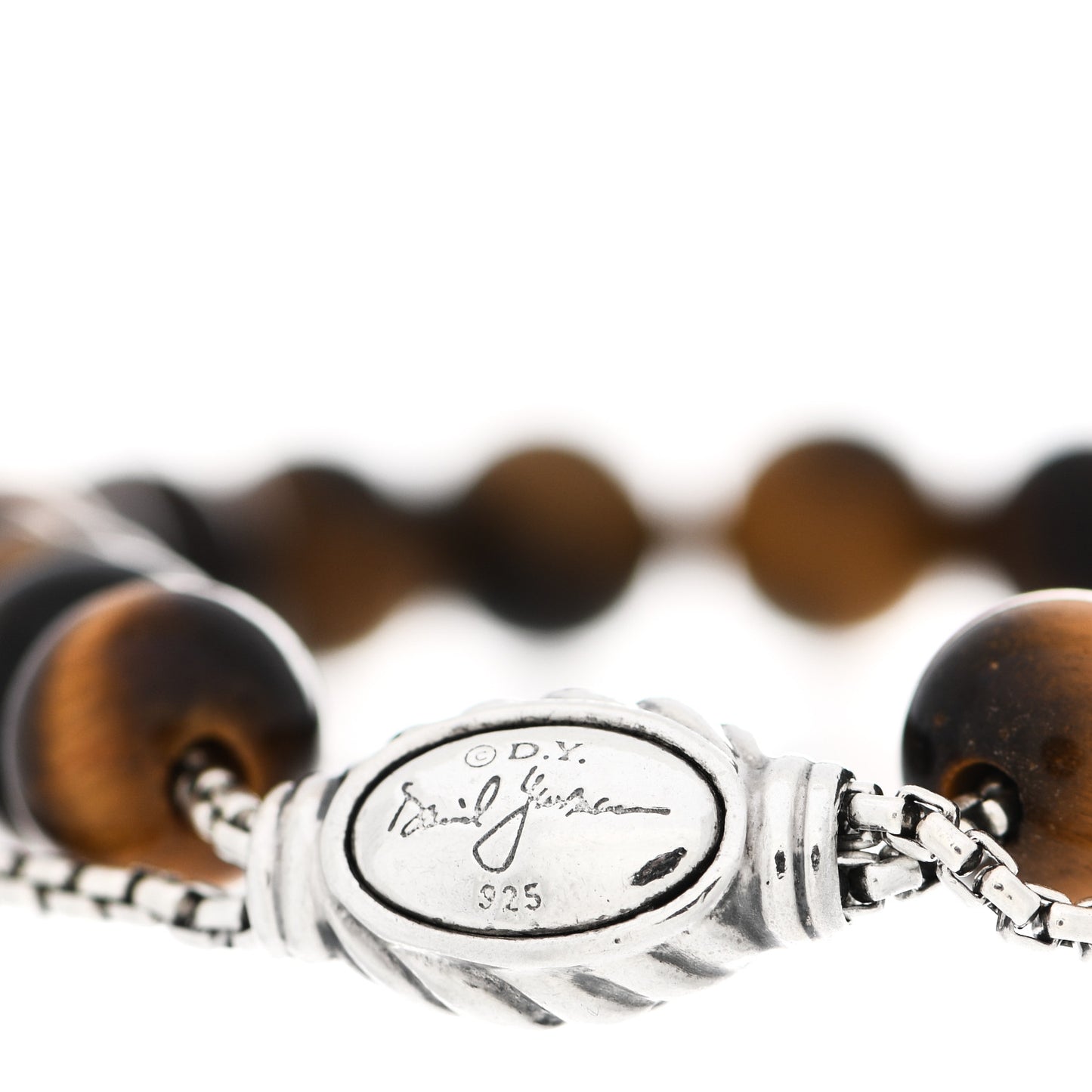 Sterling Silver Tiger's Eye 8mm Spiritual Beads Adjustable Bracelet