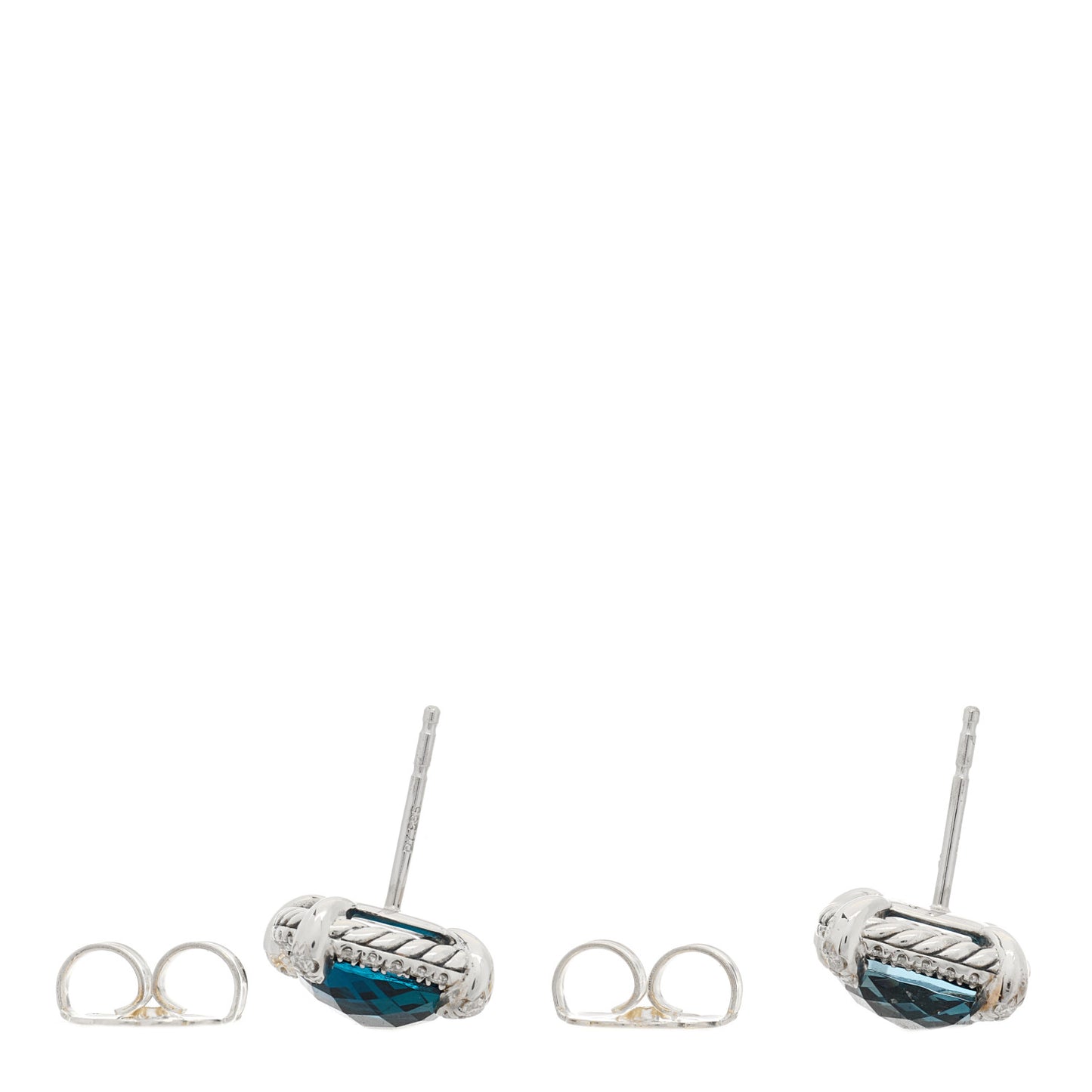Sterling Silver Hampton Blue Topaz Diamond 9mm Chatelaine Bezel Stud Earrings