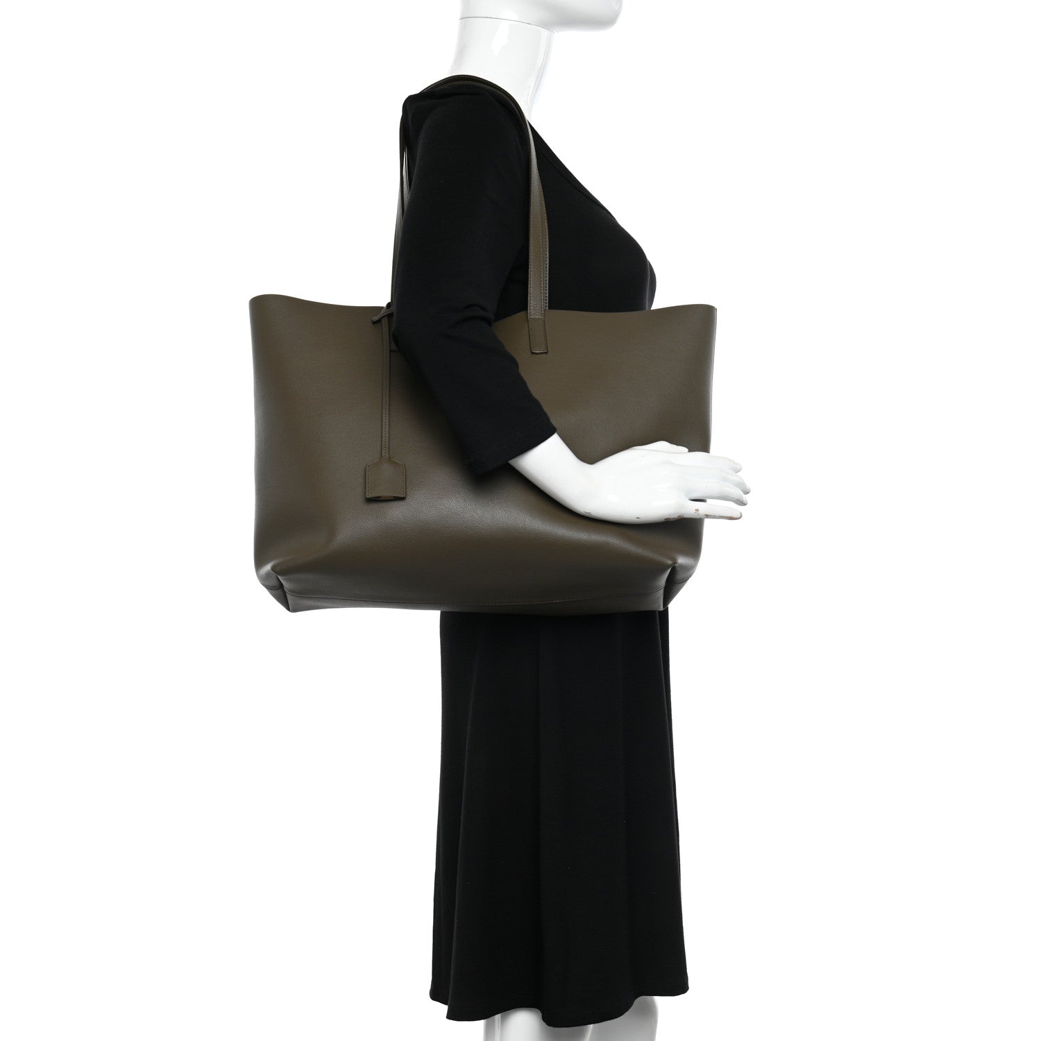 Saint Laurent Calfskin Large Shopping Tote Kaki 2 of 11