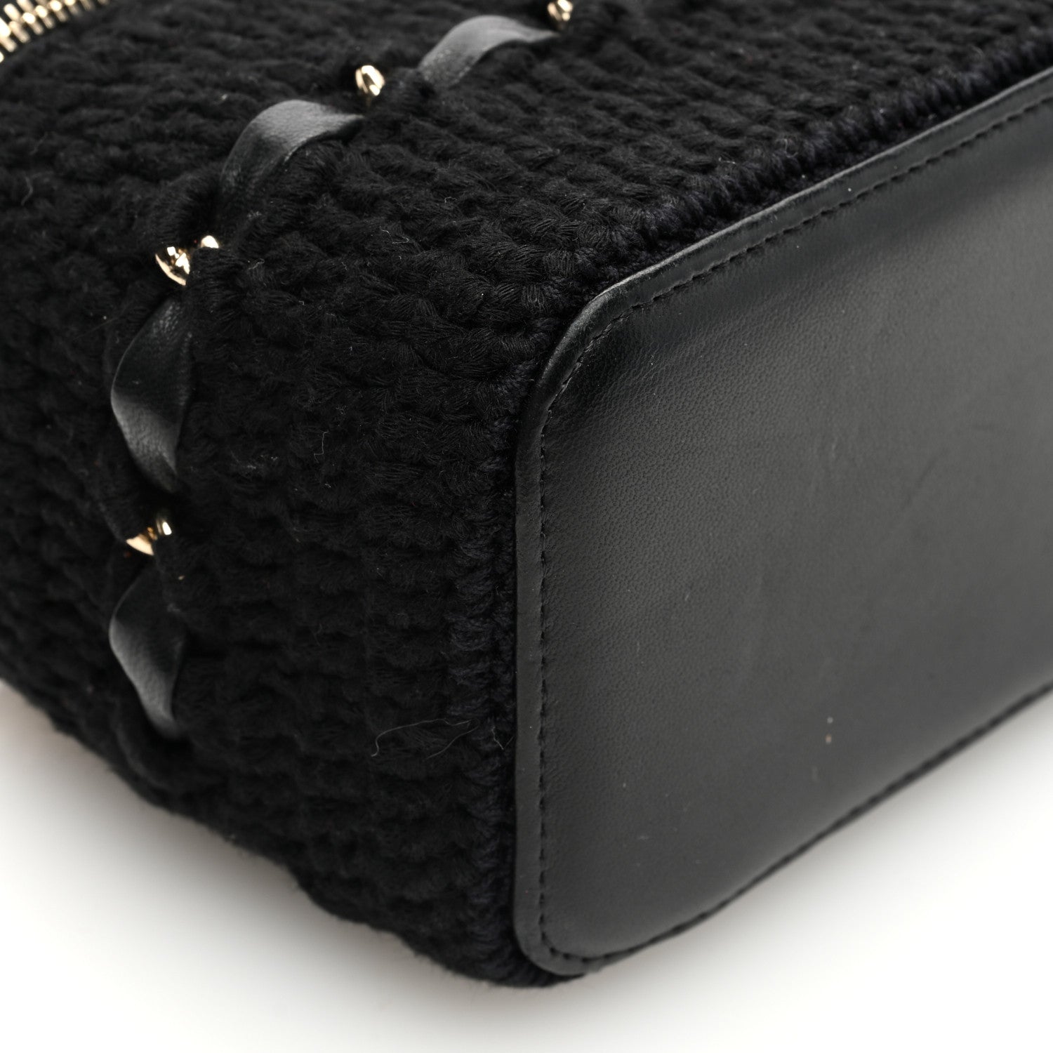 Chanel Lambskin Crochet Quilted Small Vanity Case With Chain Black 9 of 11