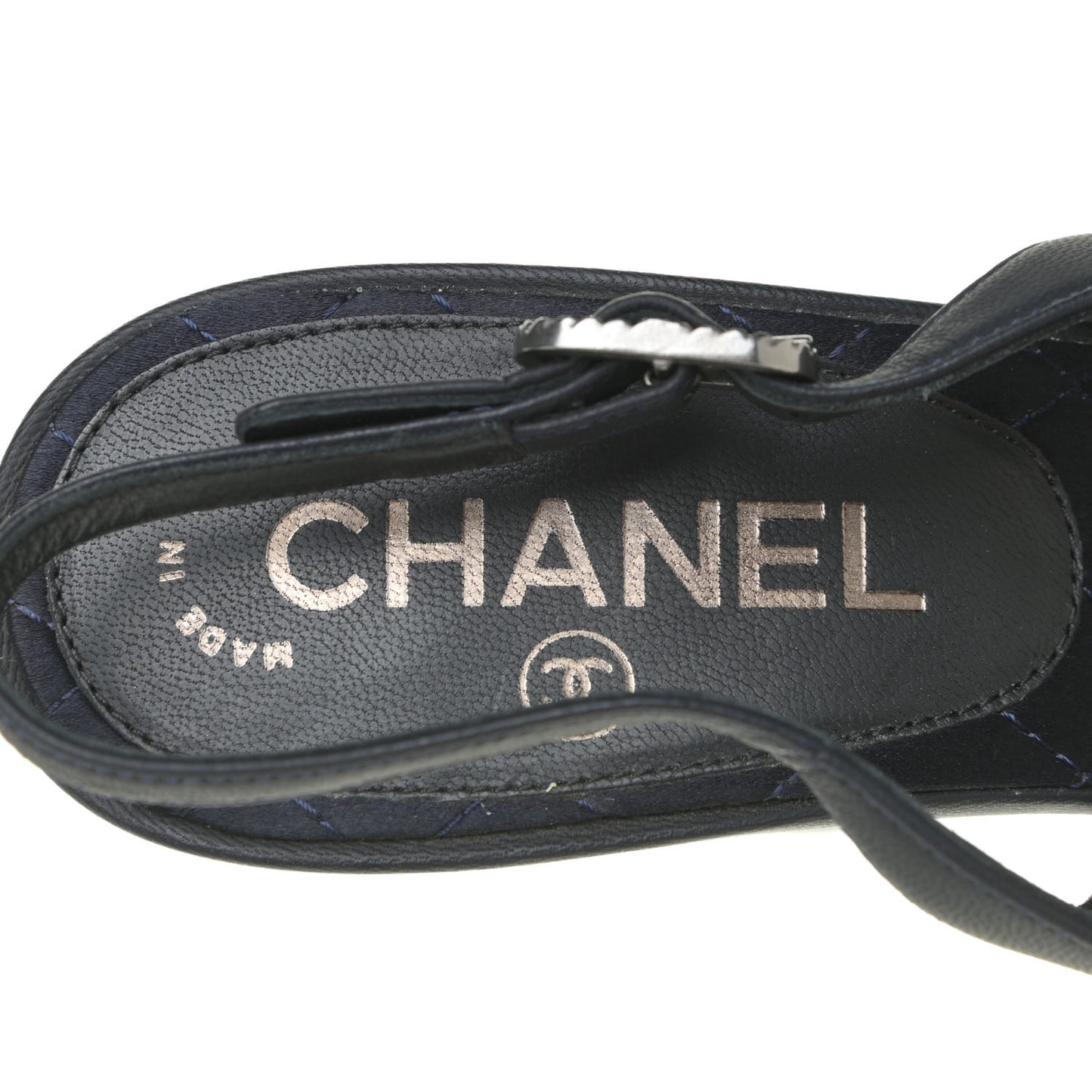 Crystal Cap Toe Slingback Pumps 38.5 Marine Gris Fonce