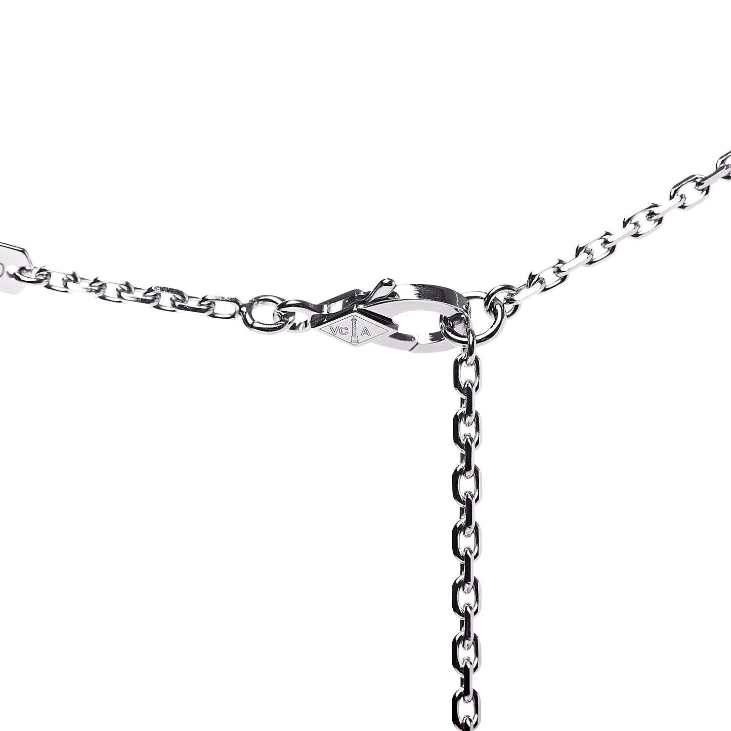 18K White Gold Black Onyx Magic Alhambra Pendant Necklace